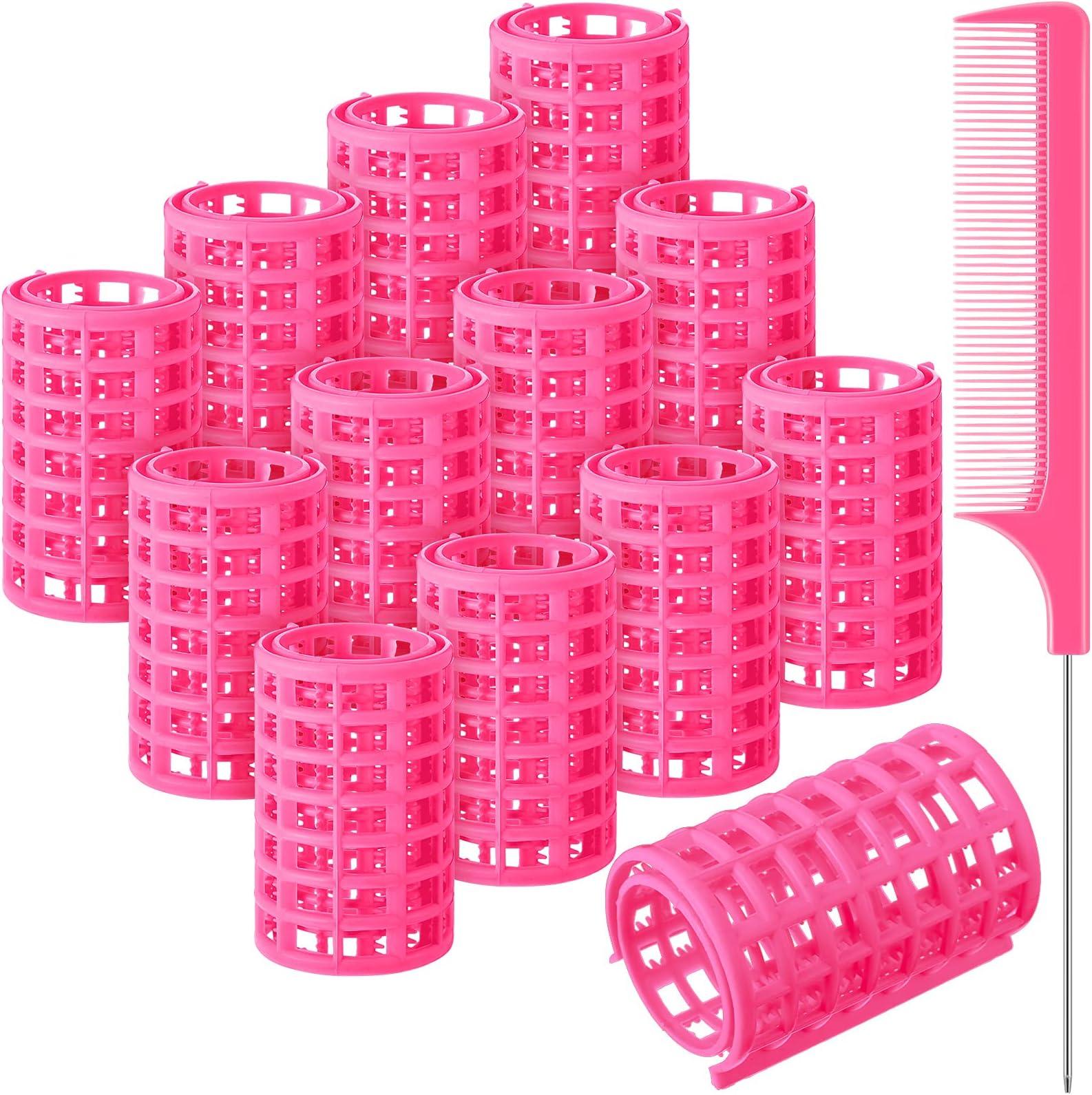 Large Pink Hourglass Hair Rollers 1.65 Inch Beauty