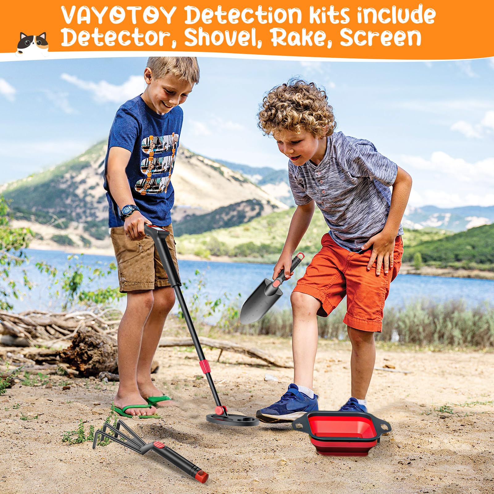Detector de Metales Niños, Metales Detector con Bobina Impermeable de 18 cm con Pantalla LCD, Detector de Metales Muy Sensible con Bobina de Investigación Impermeable para Niños o Principiantes