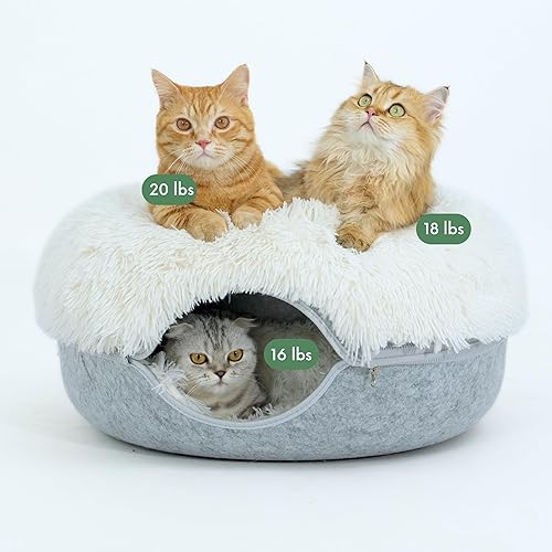 Miniatura 13 de Cattasaurus Peekaboo - Cueva para gatos, extra espaciosa para múltiples y grandes gatos de más de 12 libras, camas desmontables para gatos de