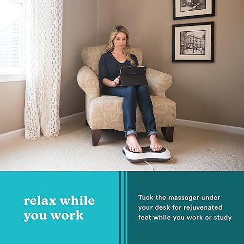 Vista 7 de HoMedics Masajeador de pies Shiatsu de lujo con calor, máquina terapéutica para amasar y rodar pies, 4 cabezales giratorios con 10 nodos de masaje