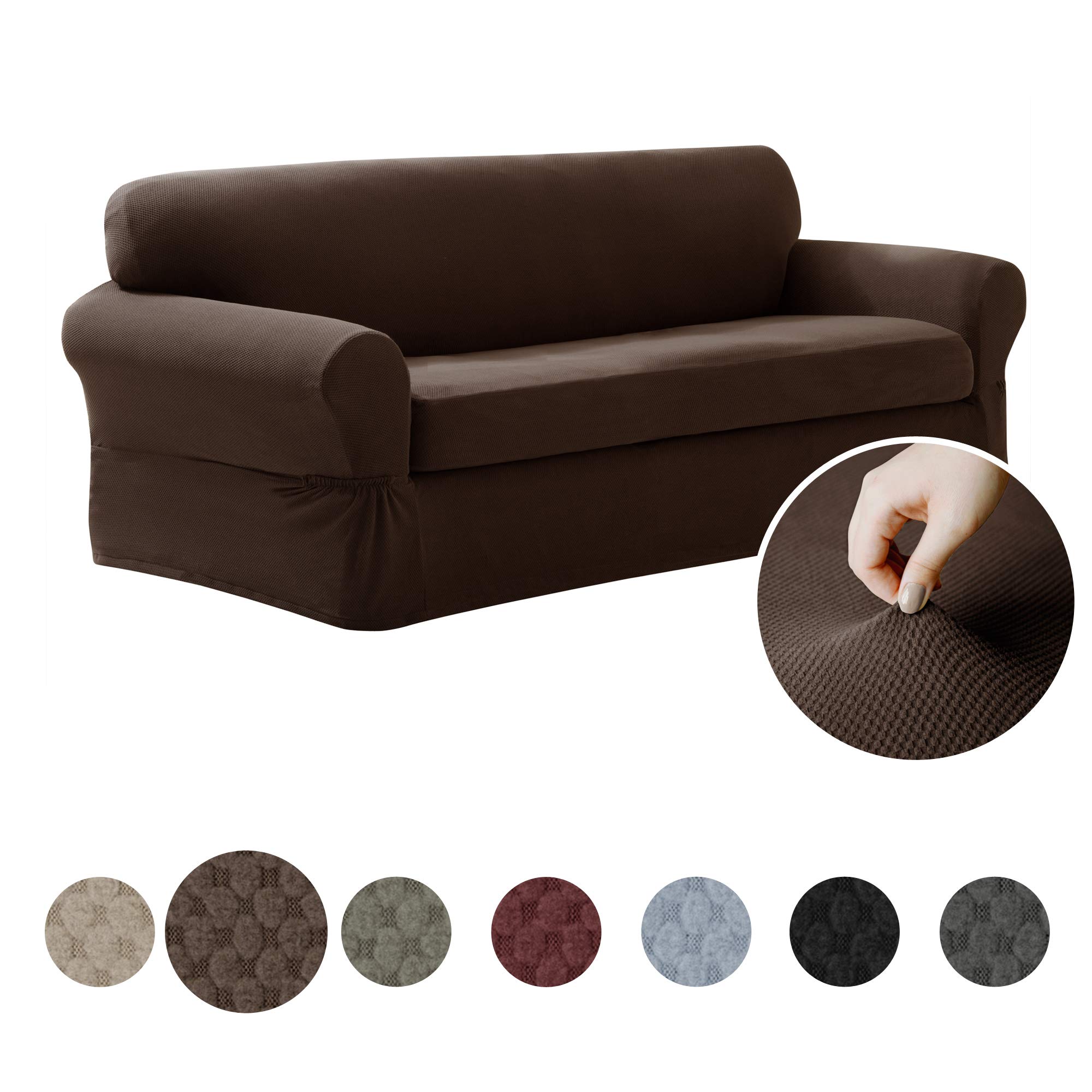 MAYTEX Pixel Ultra Soft Stretch 2 Piece Sofa Furniture Cover Slipcover