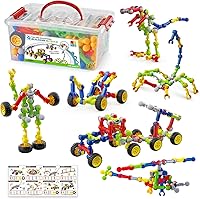 Caferria 170 Pcs STEM Building Blocks for Kids 3-9 with Storage Box & Idea Guide - Creative Toys for Boys Girls Ages 4-8