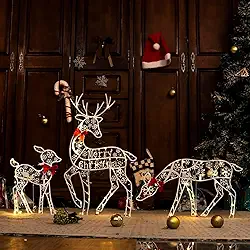 Decorações de natal ao ar livre rena decoração de natal 3 pçs brilhando com luz led decorações de natal ao ar livre quintal jardim/1002