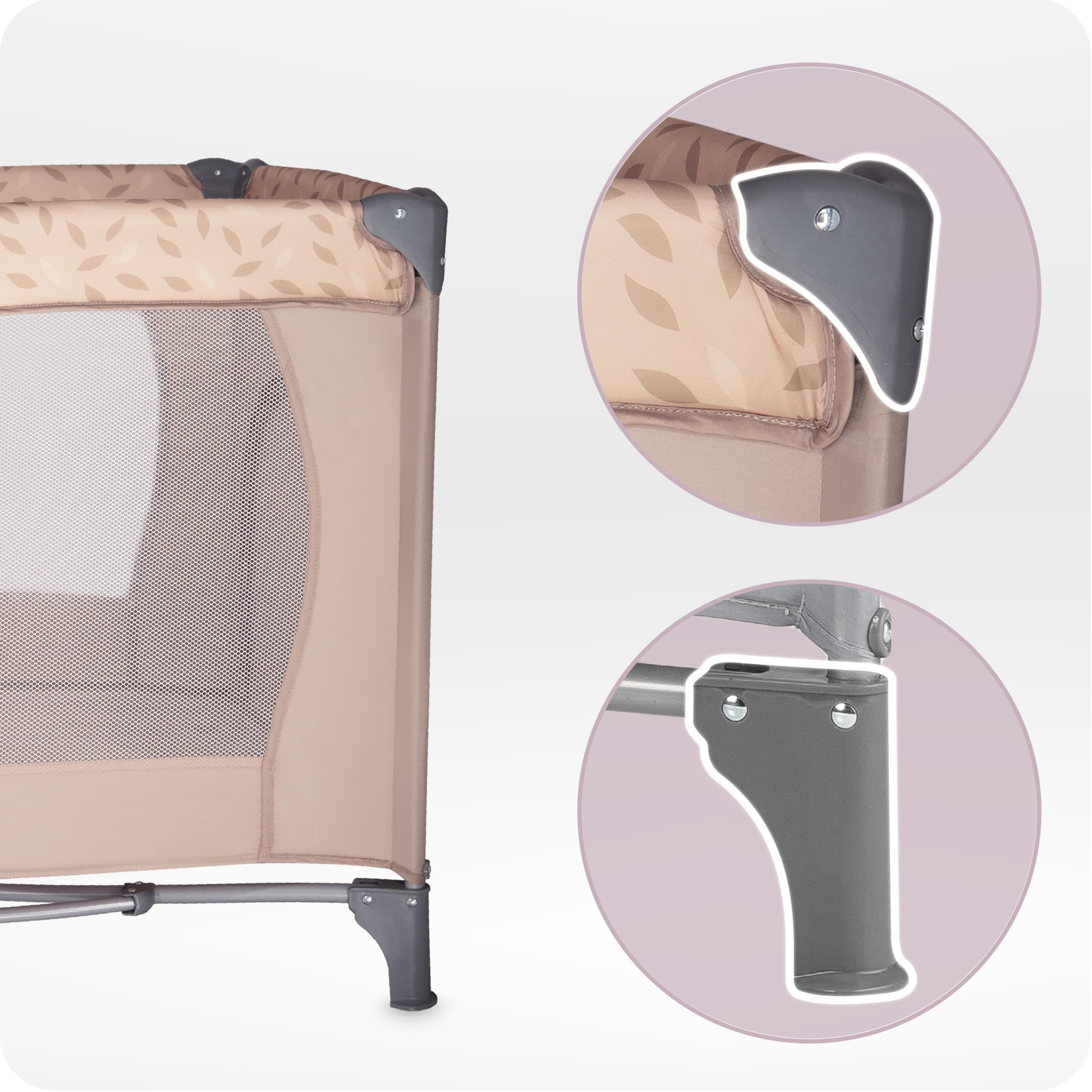 Momi BELOVE lettino da viaggio per bambini fino a 15 kg, 125x65x78 cm, pieghevole 21x23x80 cm, con materassino, 2 ruote e borsa per il trasporto