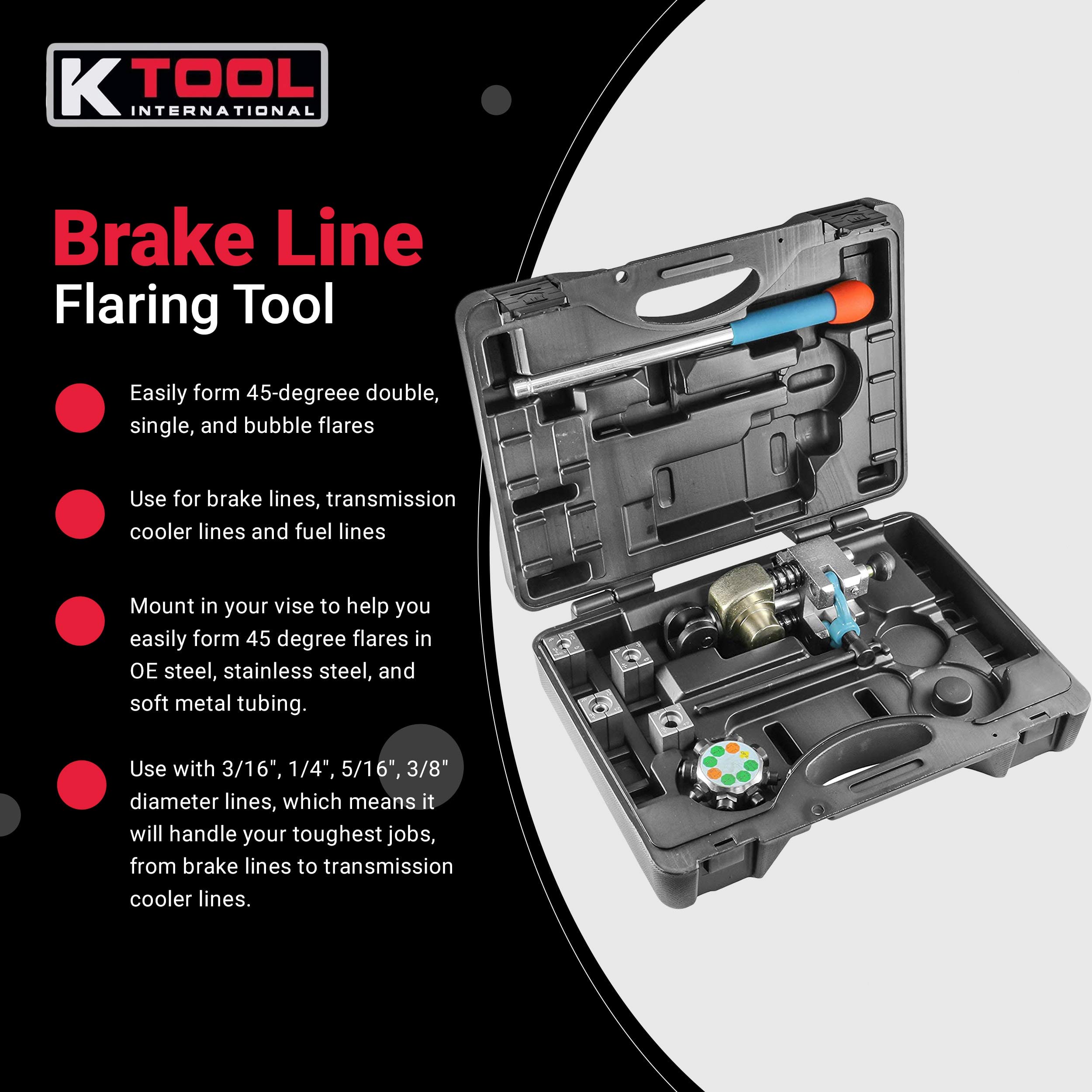 K Tool International Brake Line Flaring Tool, 45 Degree Set. Single