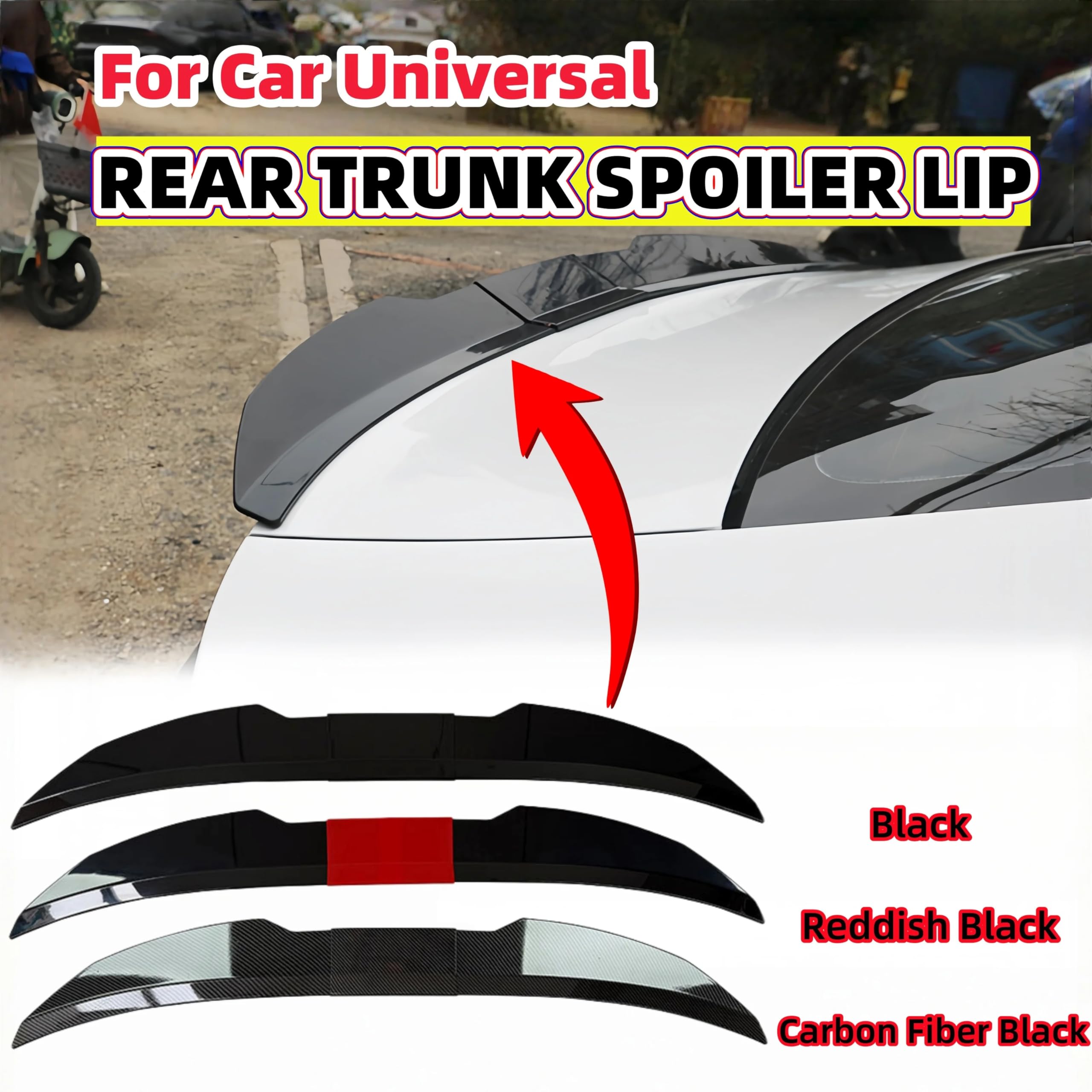Spoiler per ala posteriore universale da 3 pezzi, 115-125 cm, accessori per auto Spoiler Laterale per Auto(Carbon fiber black)