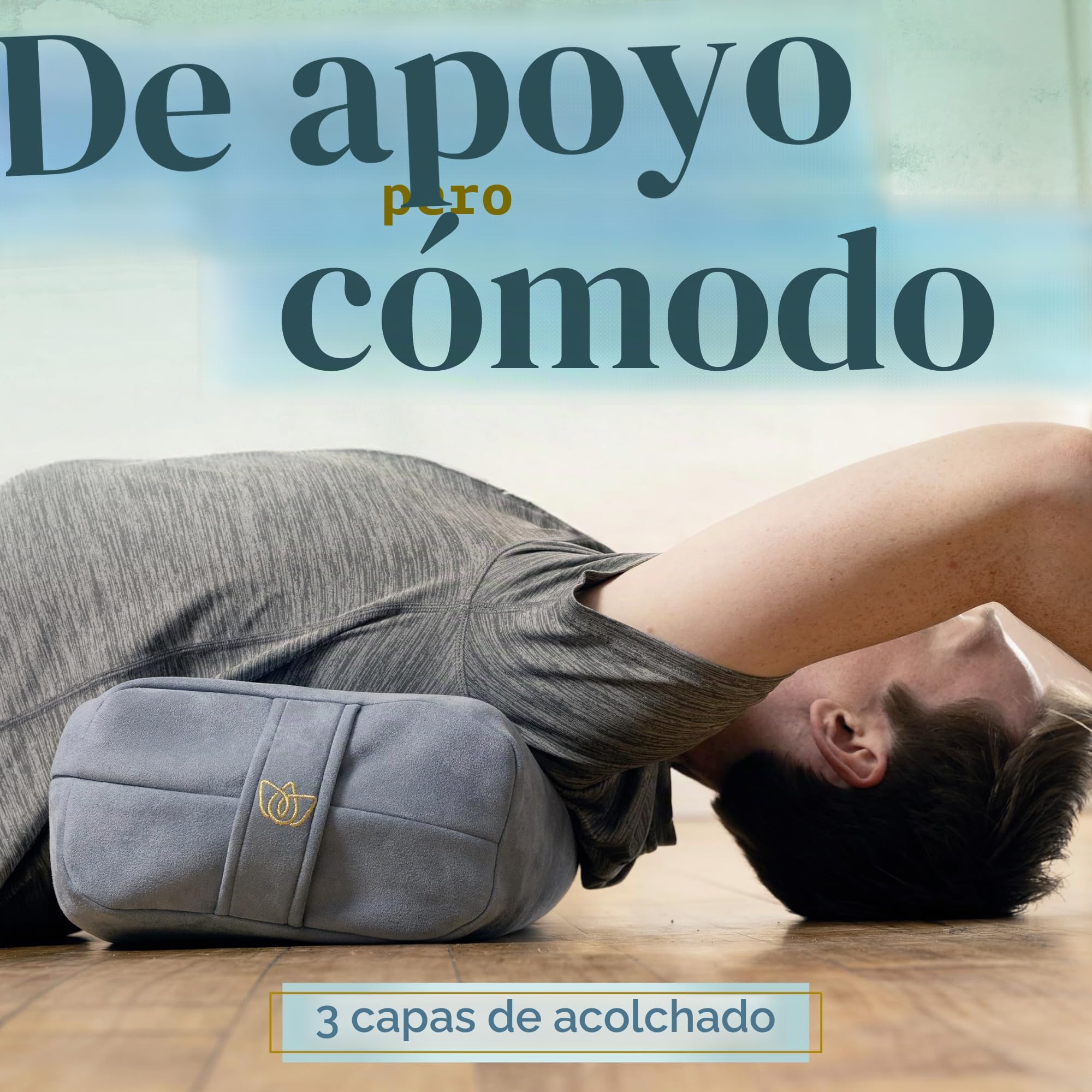 Florensi Almohada de yoga – Lujoso cojín de terciopelo para yoga restaurador – Cojín rectangular grande con asa de transporte – Cojín de meditación de apoyo, funda lavable a máquina y asa de
