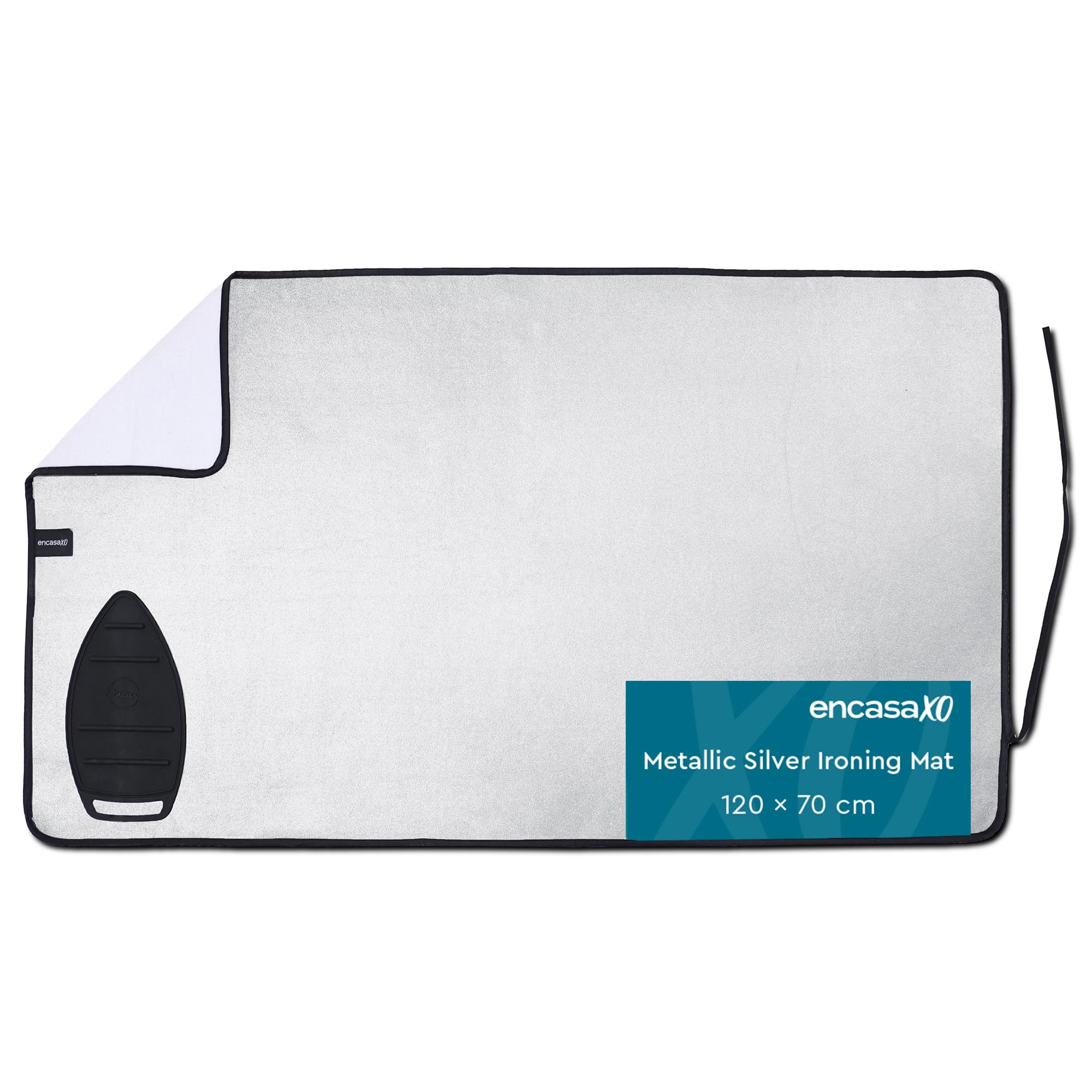 Encasa XO Ironing Mat/Pad - Metallic Silver (Large 120x70 cm) with 5mm Foam Padding & Silicone Iron Rest for Quick Steam Pressing on Tabletop or Bed - Heat Reflective, Portable, Durable-image-32