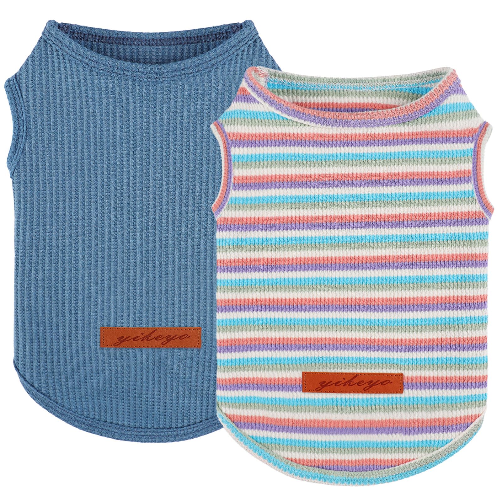 Kosiyi 2Pack Dog Shirt Vest Waffle Dog Clothes for Small Dogs Boy Girl Stretchy Spring Summer Puppy T-Shirts Soft Breathable Tank Top Sleeveless Vest
