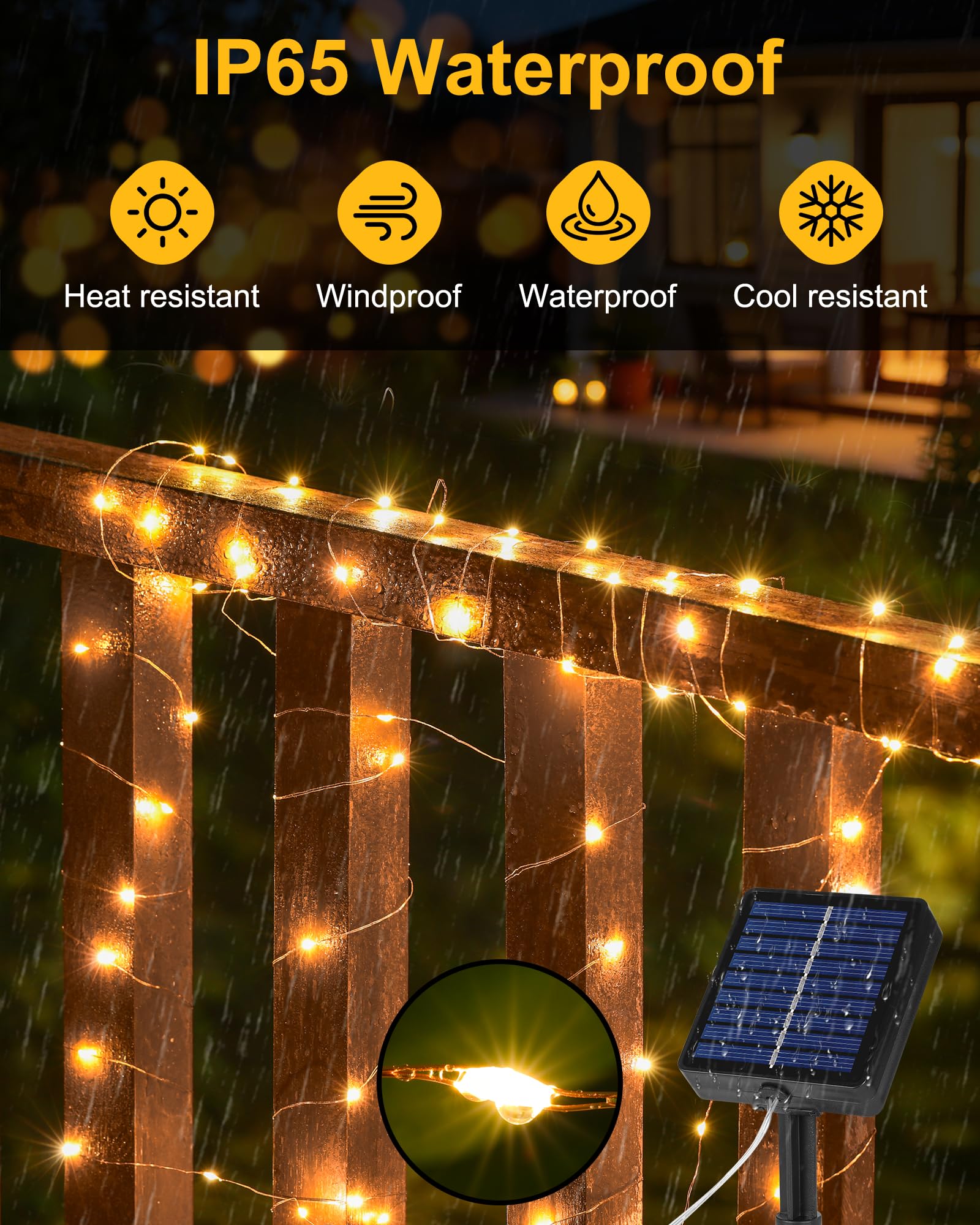 Tacobey 2 Pack Guirnaldas Luces Exterior Solar, Totalmente 20M 200 LED, 8 Modos, Temporizador, Luces de Cadena con Cables de Cobre para Terraza, Fiestas, Bodas, Jardines Decoracion (Blanco Cálido)