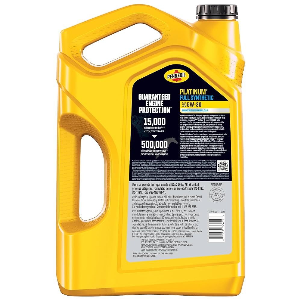 Pennzoil Platinum 5W-30 Full Synthetic protects engines superbly