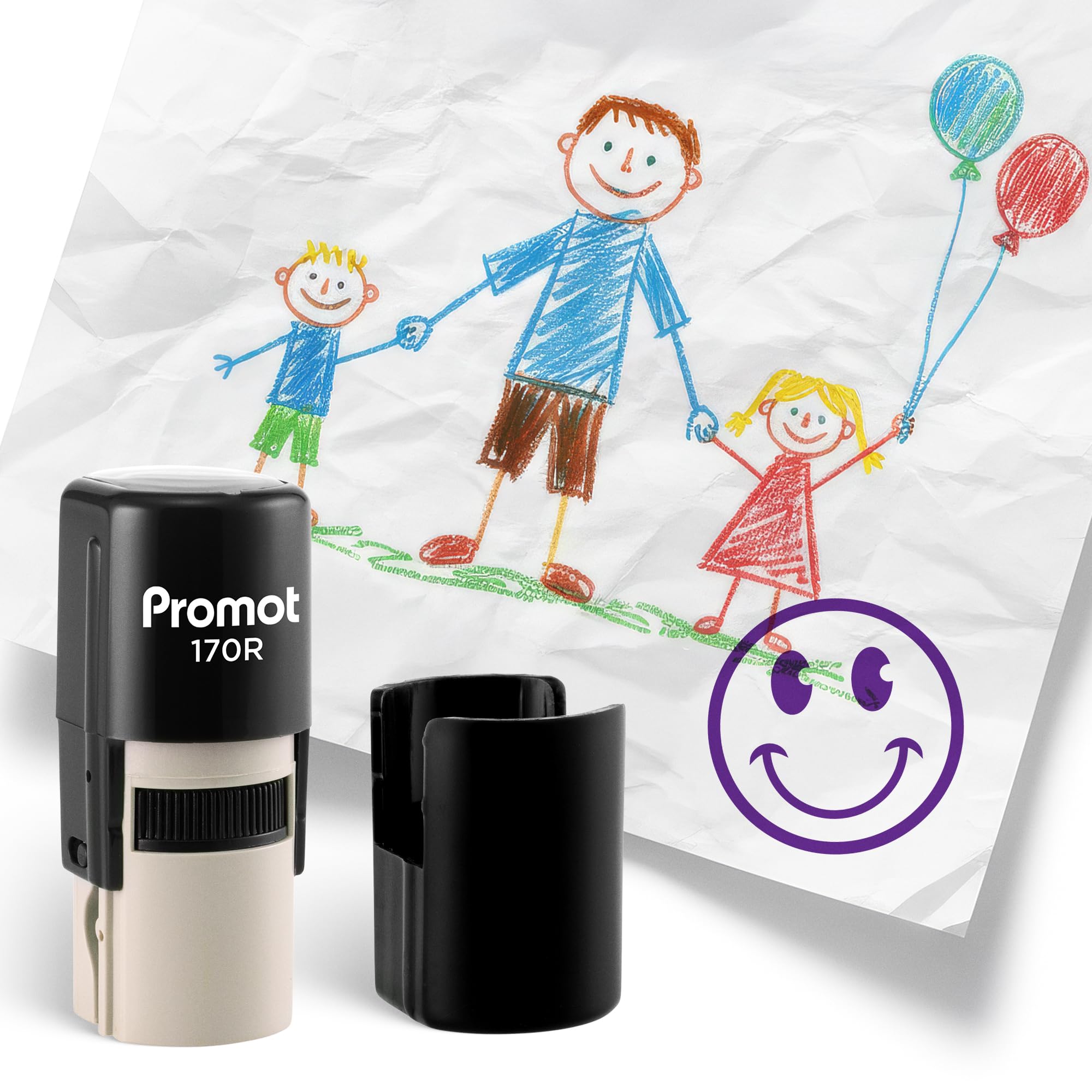 Promot - Self-Inking Stamps for Teachers, Round Rubber Stamp for Grading & Feedback, Quick-Dry Ink Stamps, Clear Imprint, Refillable Classroom Stamp &