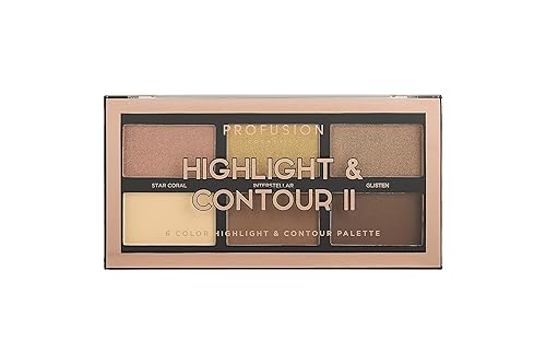 Profusion Cosmetics Rich Ingredients - Paleta ligera de larga duración y flexibilidad, mini paleta artística para resaltar y contorno II, medio
