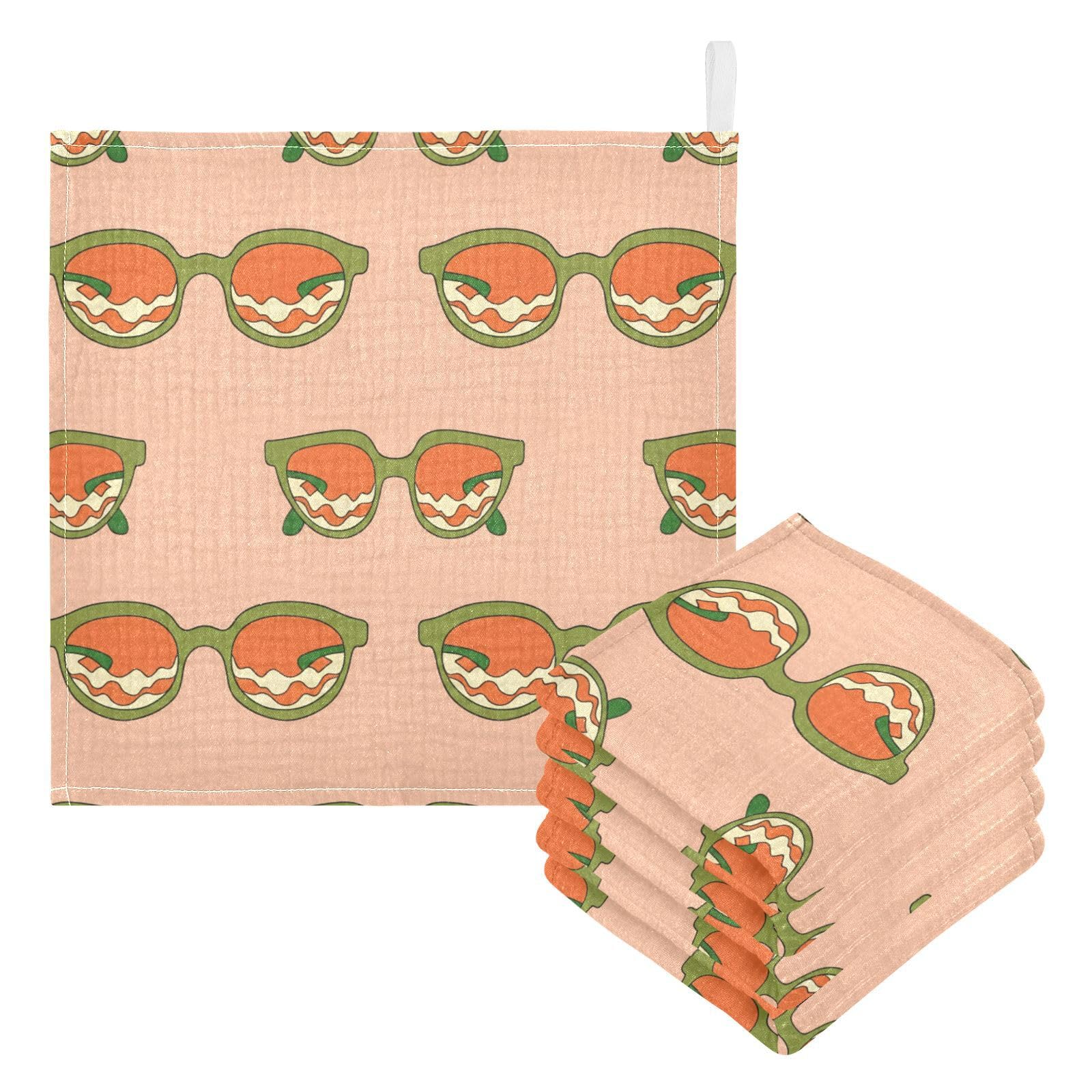 Nander 5Pack Baby Muslin Washcloths,Cute Glasses Soft Face Cloths for Newborn, Absorbent Bath Wash Cloths, Wipes, Burp Rag,Toddlers Essentials Stuff, Baby Registry as Shower