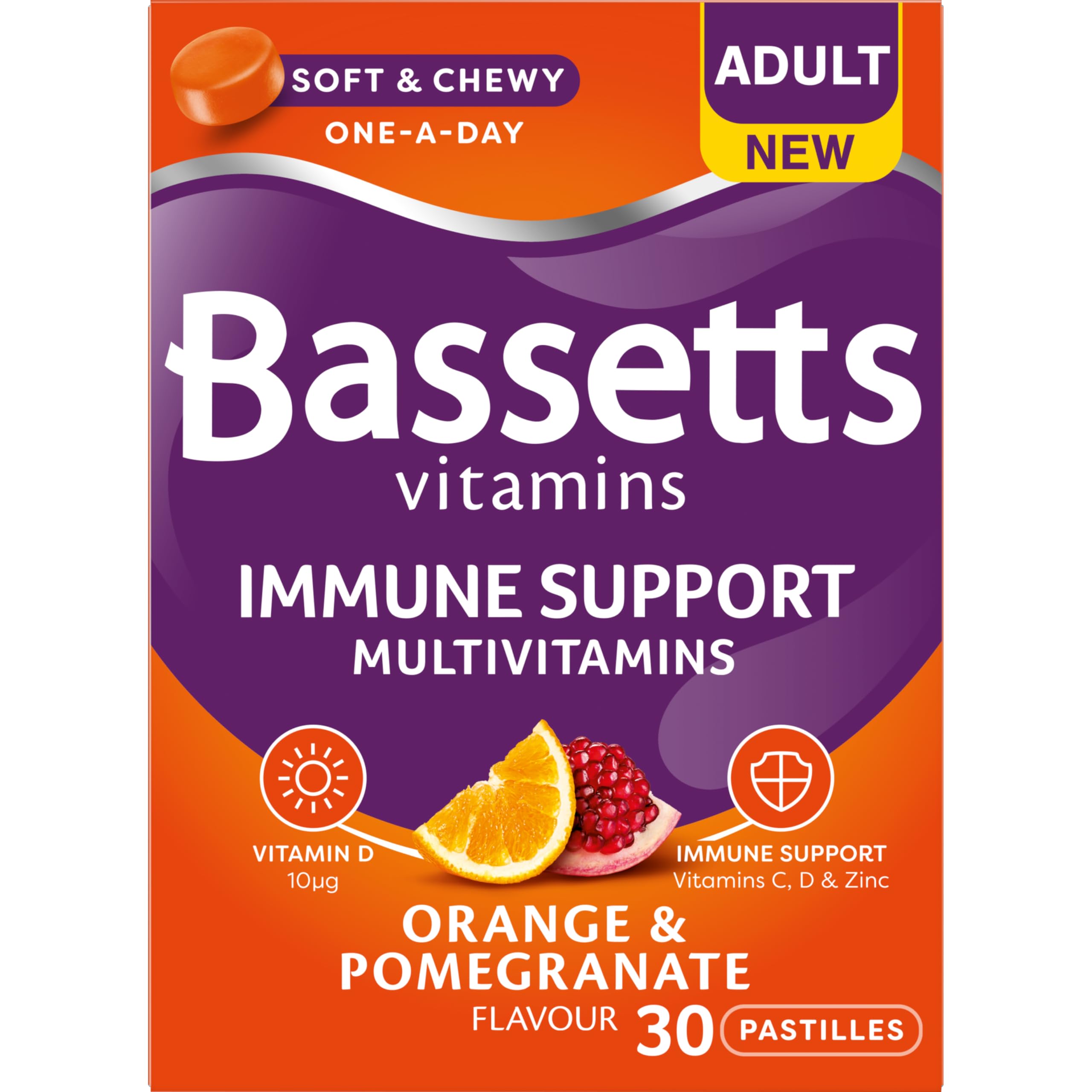Sponsored Ad โ Bassetts Vitamins Adult Orange & Pomegranate Flavour Immune Support Multivitamins 30 Gummy Pastilles