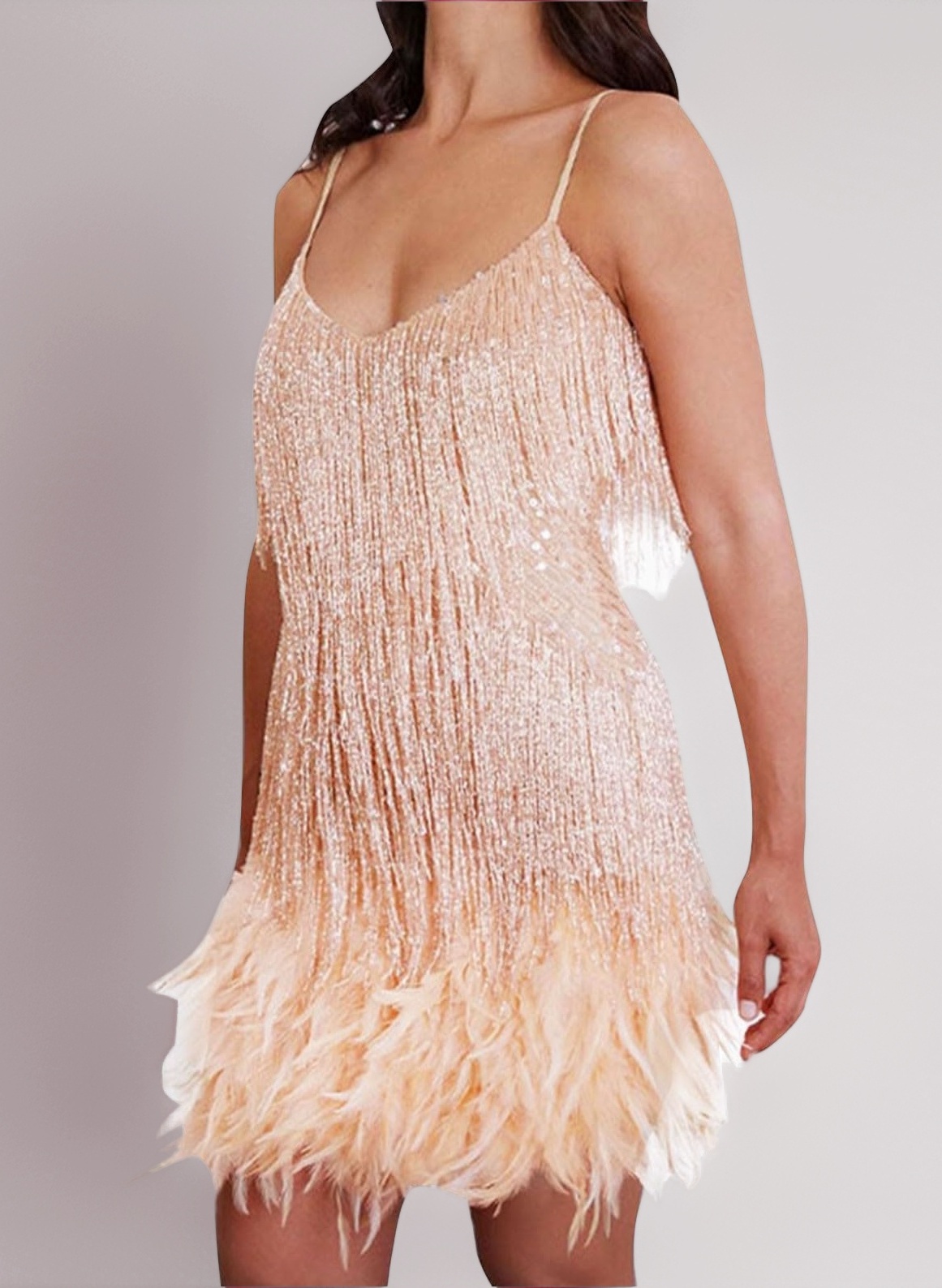 Women Flapper Strap Dresses 1920s Gatsby Sequins Tassels Flapper Sexy Cocktail Latin Dance Ballroom Dress Fringe Sparkly Party Dress Tiered Layered Sequins Sleeveless Solid Dresses