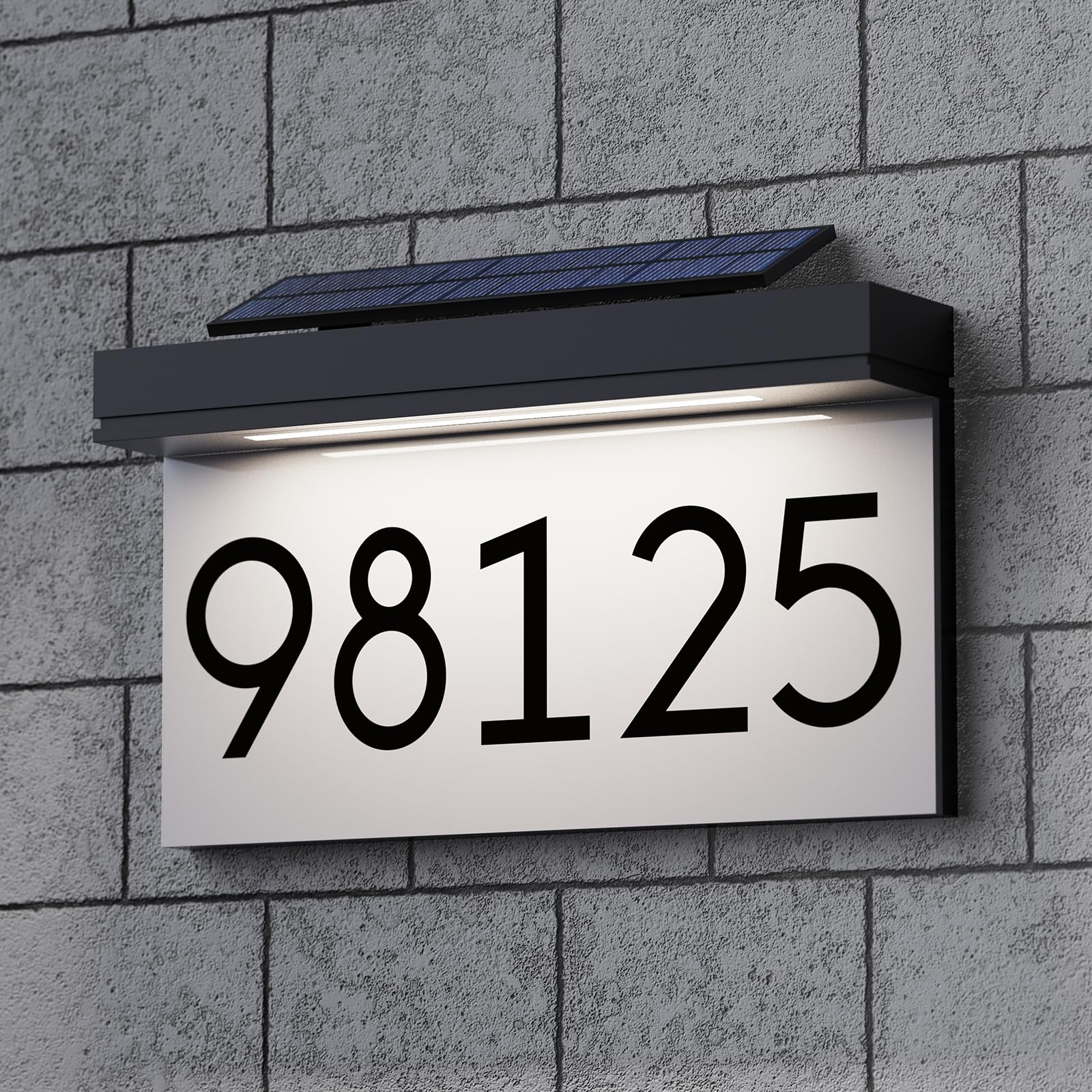 Address Plaque For Houses Solar Powered Adjustable Solar Panel 3 Lighting Colors Lighted House Numbers Address Sign, Rechargeable LED Illuminated Address Sign For Outside Waterproof