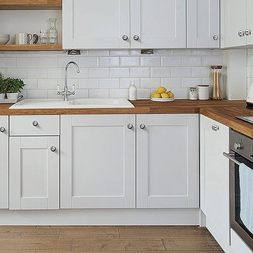 Miniatura 7 de Mela Artisans Paquete de 12 pomos de cerámica para gabinetes de cocina, narciso blanco y negro, asas decorativas para cajones de tocador, placa