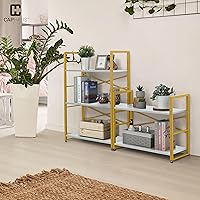 Vista 2 de CAPHAUS Estantería pequeña de 2 niveles, estante de pie de 24 pulgadas de ancho, organizador de almacenamiento de estantes, estantes industriales