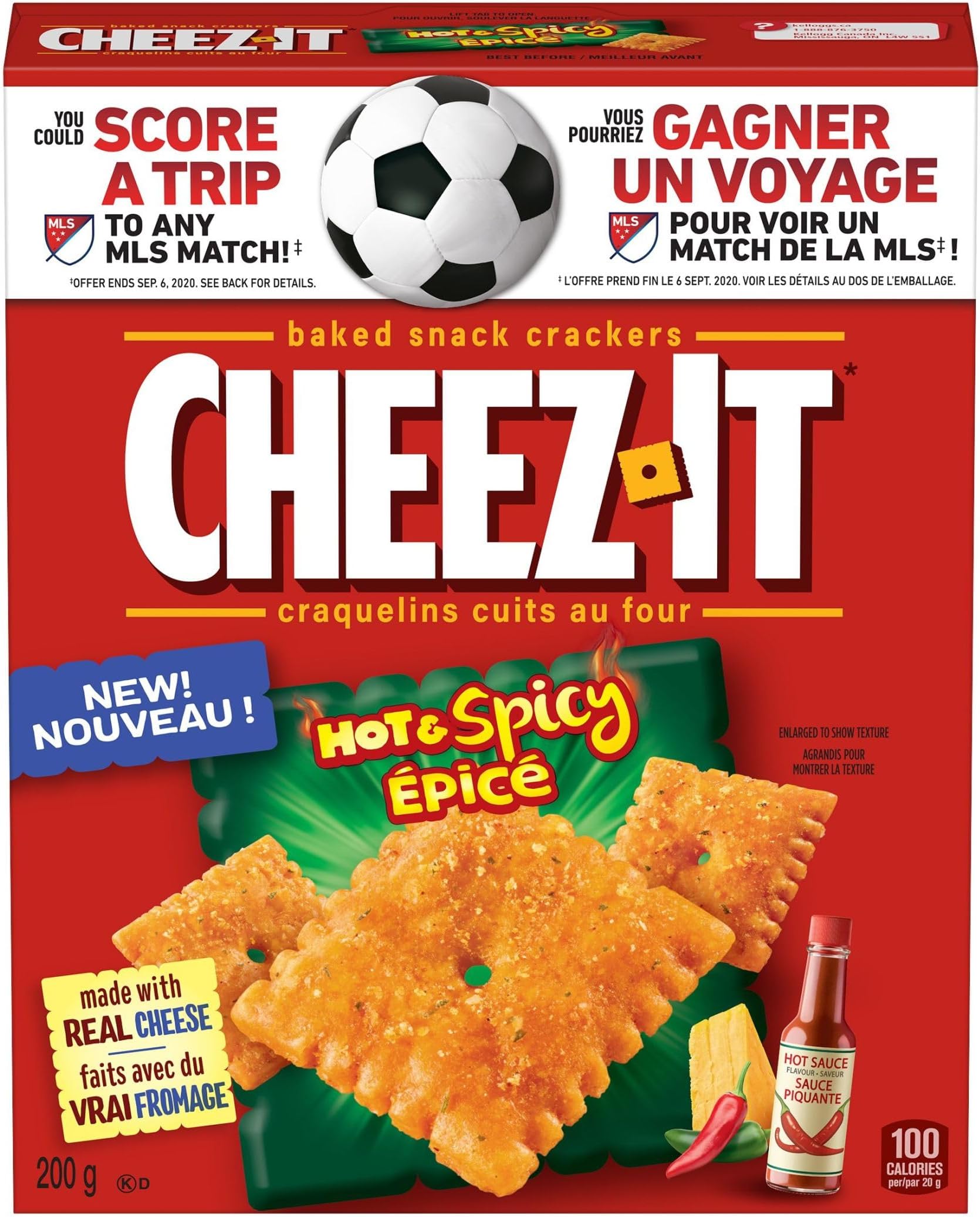 Cheez-It Hot & Spicy Cheese Crackers, 200g/7 oz. Box (Imported from Canada)