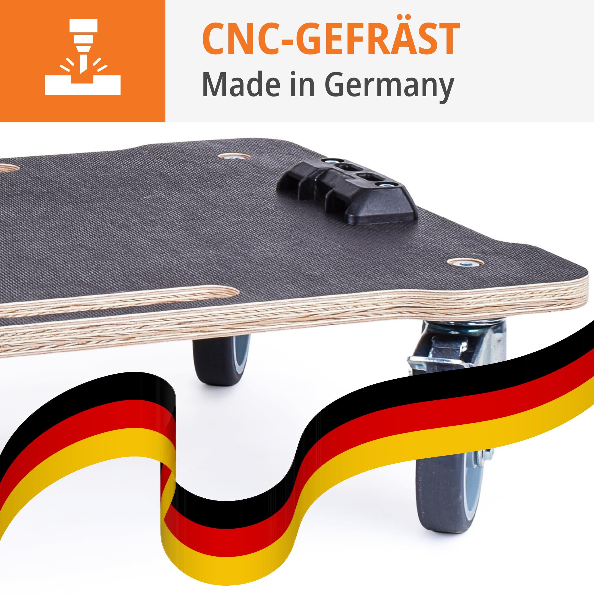 L-BOXX Rollbrett mit Siebdruckplatte – Schwerlast Transportroller für Bosch Sortimo L-BOXX | Rollwagen mit 4 Lenkrollen & Feststellbremse | kompatibel mit L-BOXX System (Siebdruck)