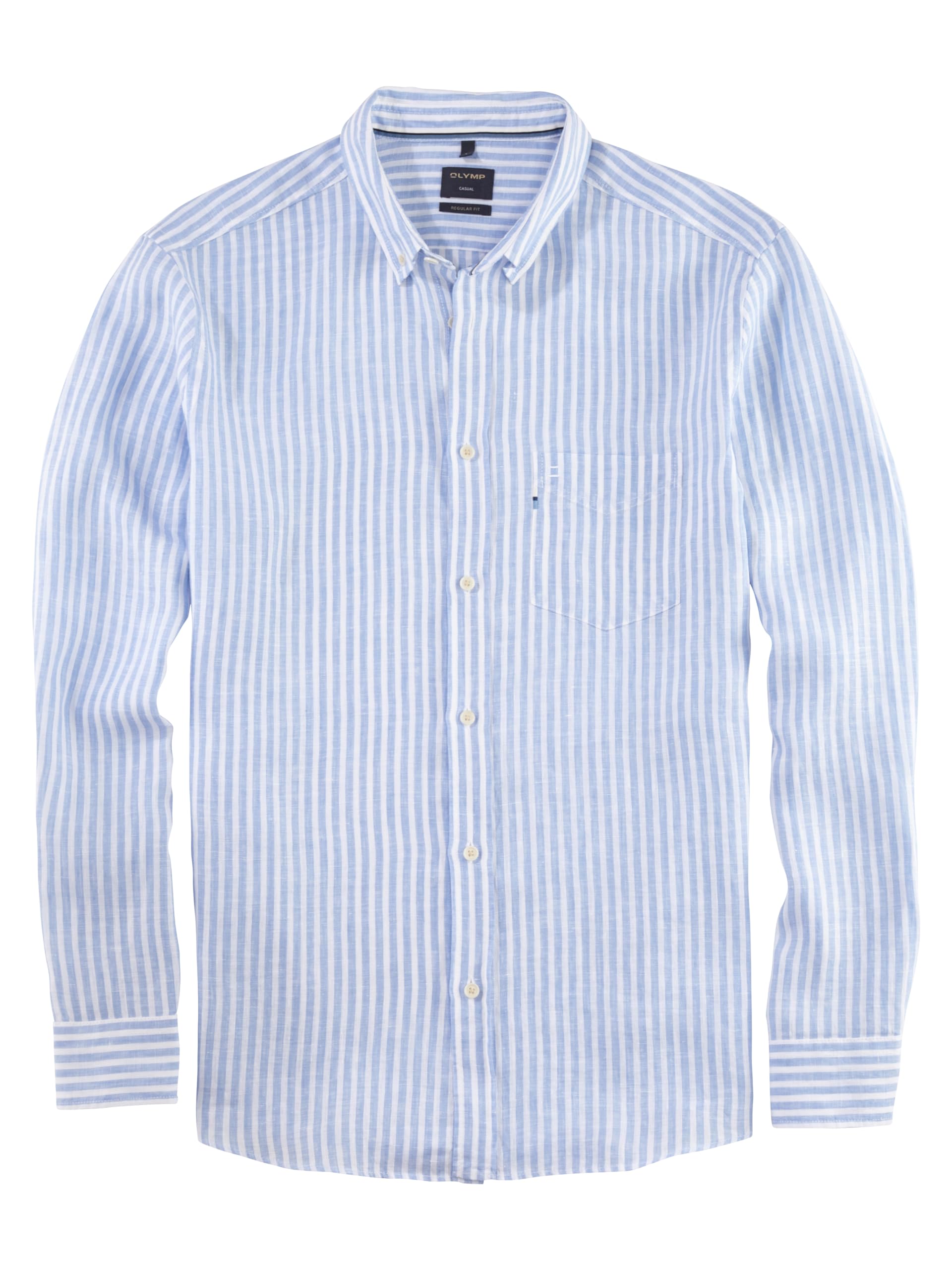 OLYMP Herren Freizeithemd Langarm Casual,Streifen Weissfond,Regular fit,Button-Down-Kragen