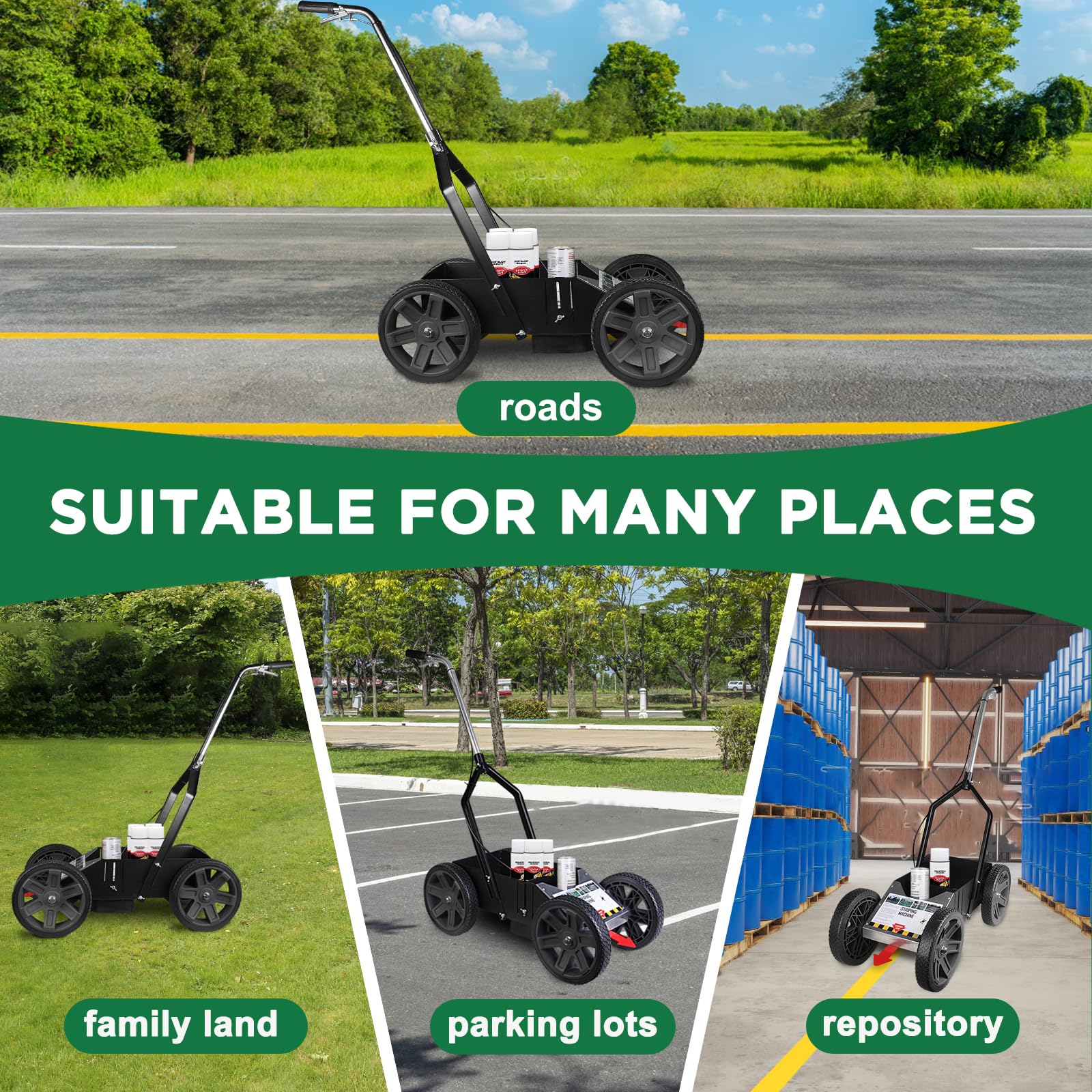 Lbraxyi High-Performance Striping Line Marking Machine, Athletic Field Striping Machine, Parking Lot Striping Machine, Work with Inverted Striping Spray Paint, Black