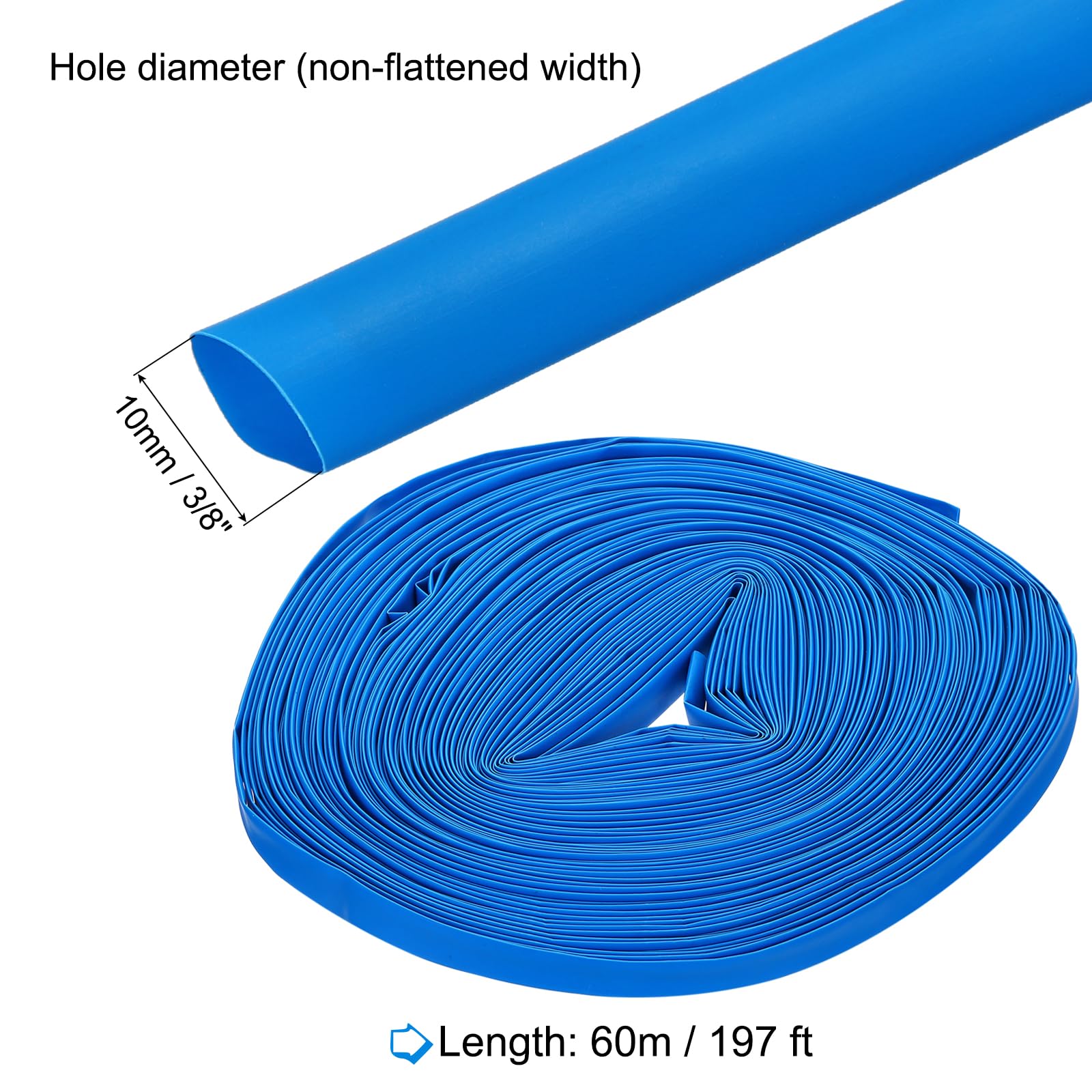 Guaina termorestringente, diametro interno 1/24", lunghezza 75,9 m, rapporto 2:1, poliolefina, guaina termorestringente per isolamento dei cavi elettrici, gestione dei cavi, nero