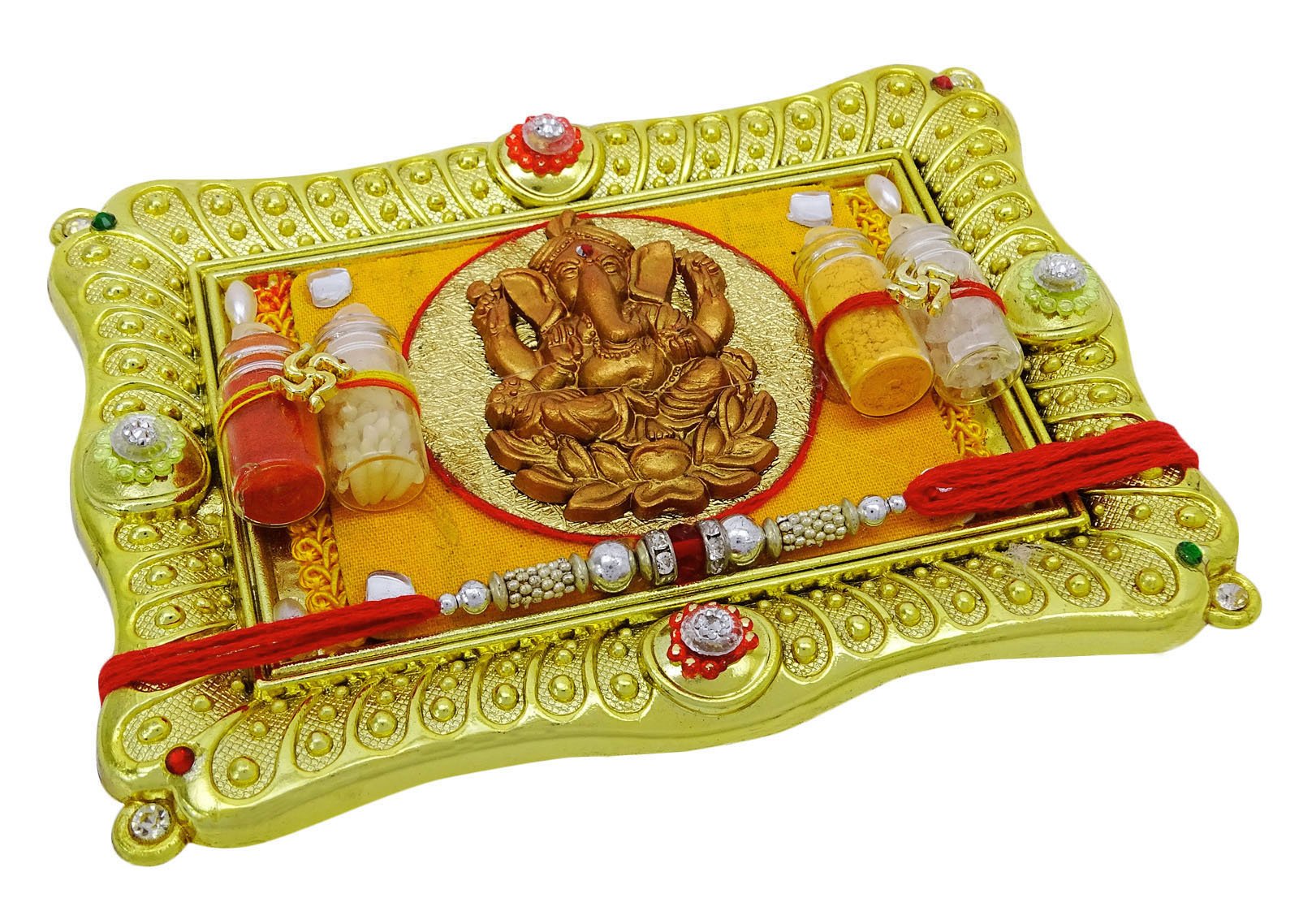 Indian Rakshabandhan Handmade Free Size Thali Set Bracelet Brother Thread Rakhi