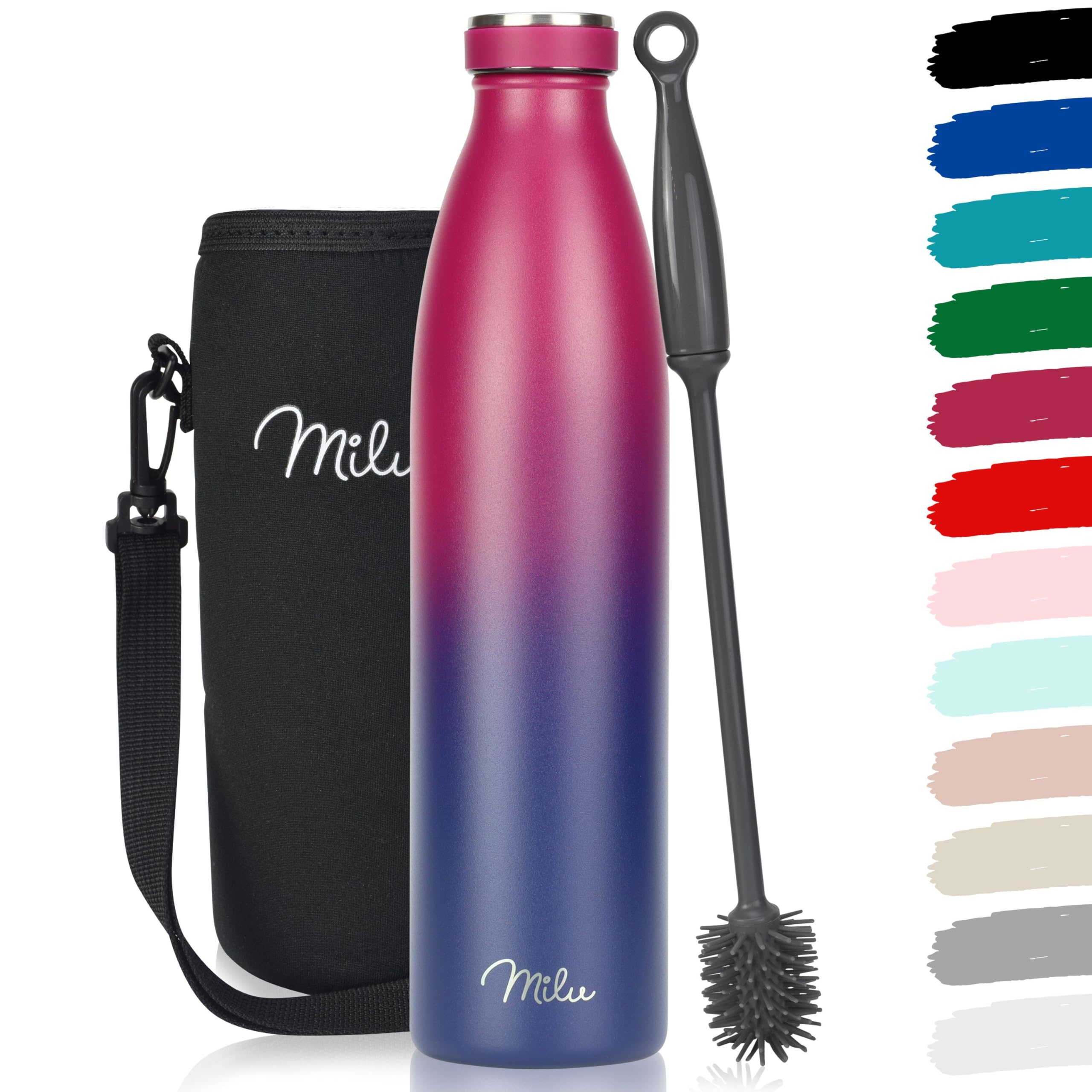 Milu Stainless Steel Drinking Bottle 350 ml - Insulated Thermo Flask for Water - Leak Proof, Insulated and Double Walled, Carbonated (Grey, 350 ml) — view 57