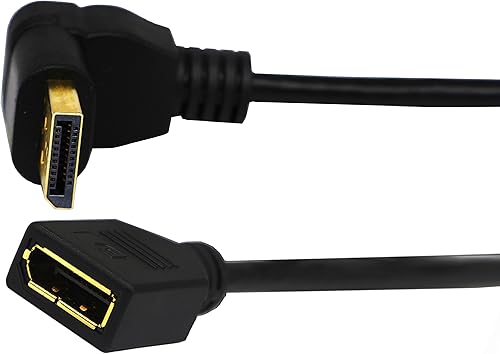CGTime - Cable DP a DP (11.8 in12 pulgadas), chapado en oro de 90 grados hacia arriba, macho a Displayport hembra, cable adaptador extensor de audio
