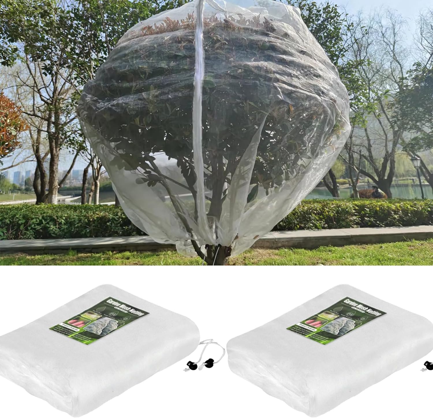 Bolsas de red para árboles frutales con cremallera y cordón, malla de barrera contra insectos y pájaros para cubrir plantas, frutas, vegetales, árboles, arbustos, flores, múltiples (7.9 * 7.9 cm - 240