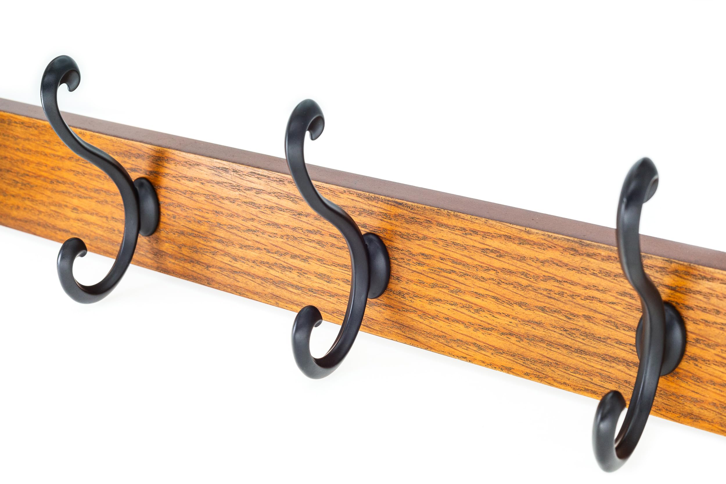 creathome Percha de madera de doble propósito con 4 ganchos de anillo, color clásico, toallero detrás o sobre la puerta para baño, perchero resistente montado en la pared, sin taladrar