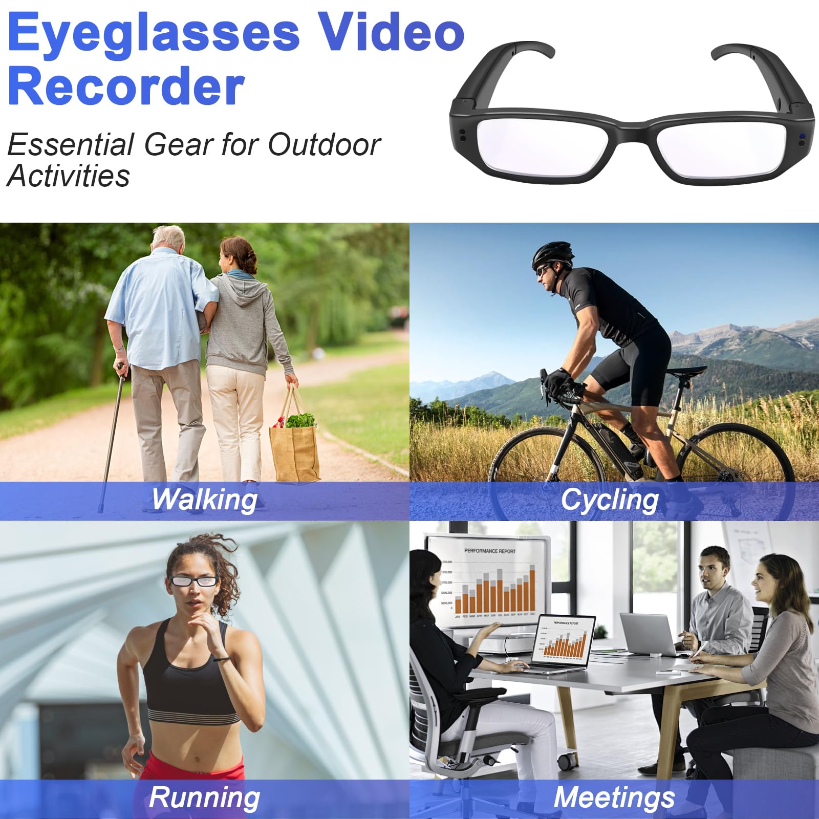 Mini Sport Kamerart,Tragbare Kleine Brillenkamara 1080P HD, Mikro Videokamera Mini Action Cam unterstützt das Aufnehmen von Fotos und Videos für Fahrrad/Outdoor Aktivitäten
