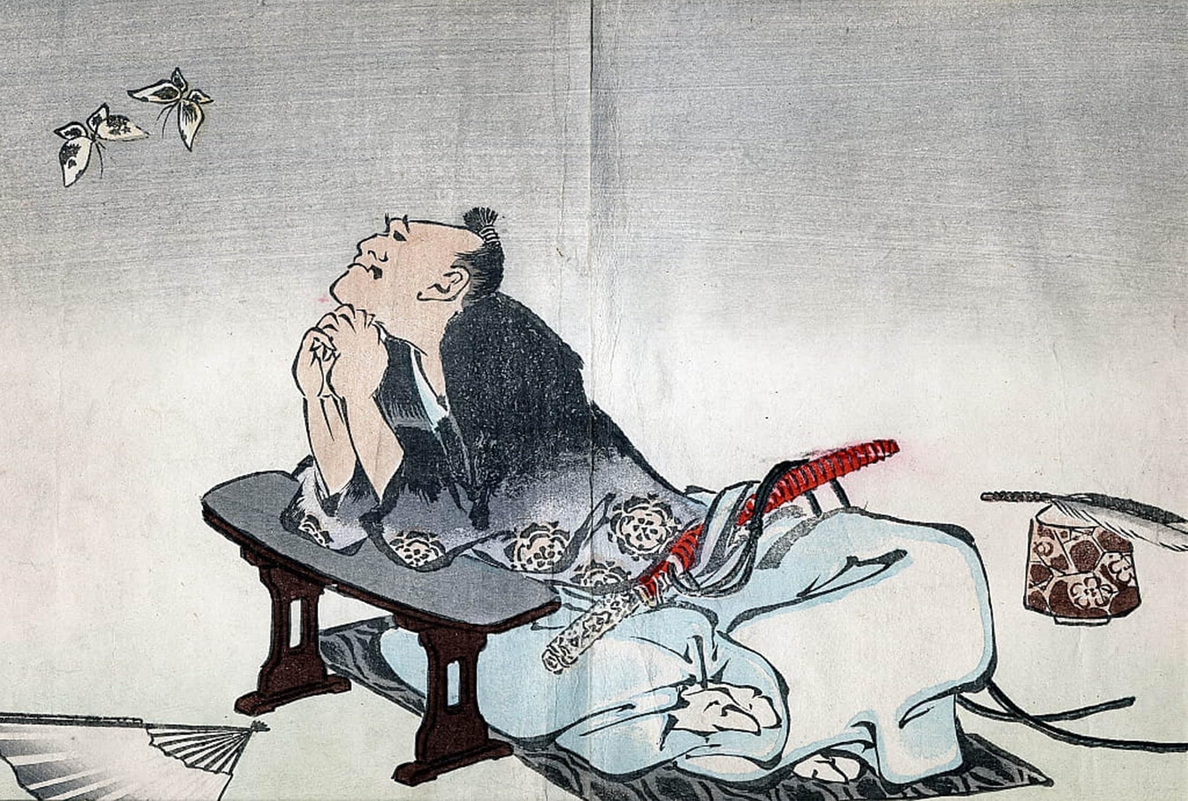 ARTXLXXBN Famous Art Print Poster Vintage Wall Art a Philosopher Watching a Pair of Butterflies by Katsushika Hokusai Canvas Art Poster for Home Decor 60x90cm