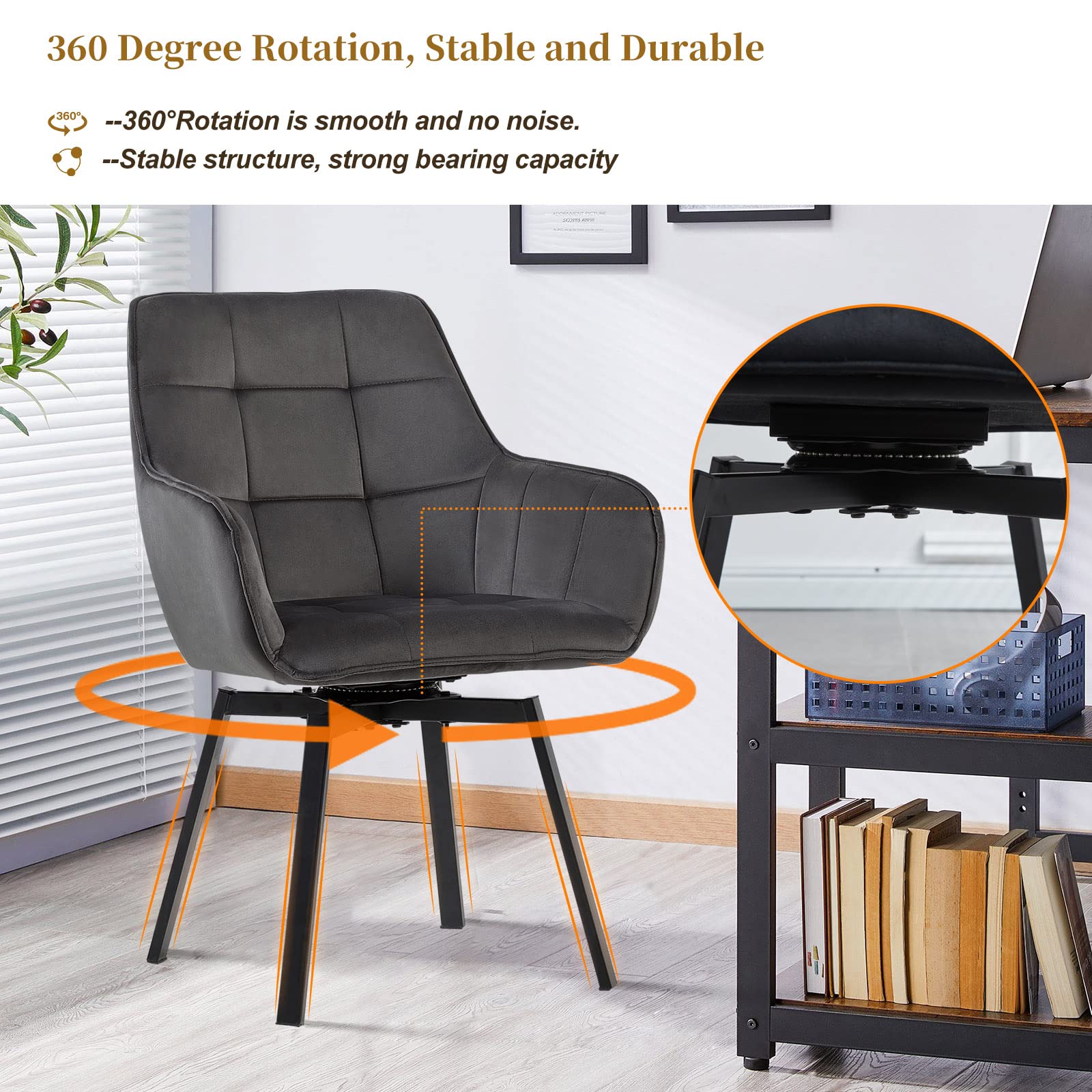 CLIPOP Esszimmerstühle 6er Set Samt Grau - Drehstühle Mit Armlehnen Für Küche & Wohnzimmer