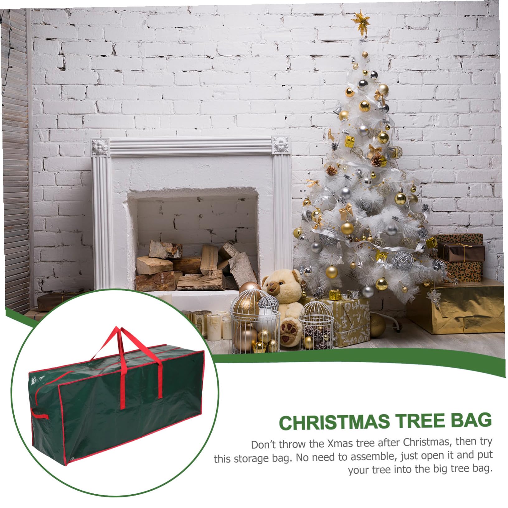 STOBAZA Aufbewahrungsbeutel für Weihnachtsbäume Robuste Tasche mit Reißverschluss für Künstliche Bäume und Dekorationen Staub und Feuchtigkeitsabweisend Vielseitig Einsetzbar
