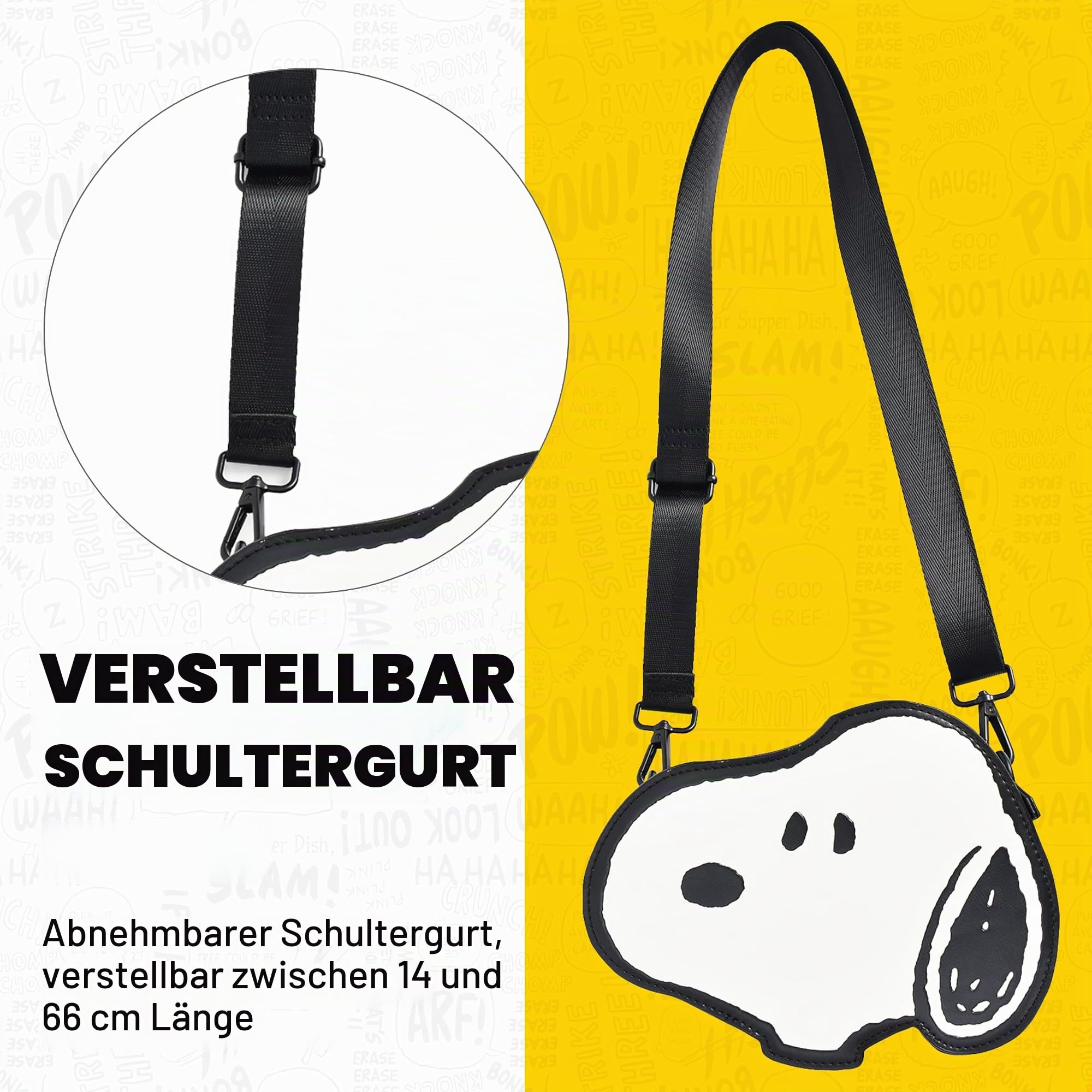 Peanuts Crossbody Bag Mini Verstellbare Umhängetasche für Damen und Herren