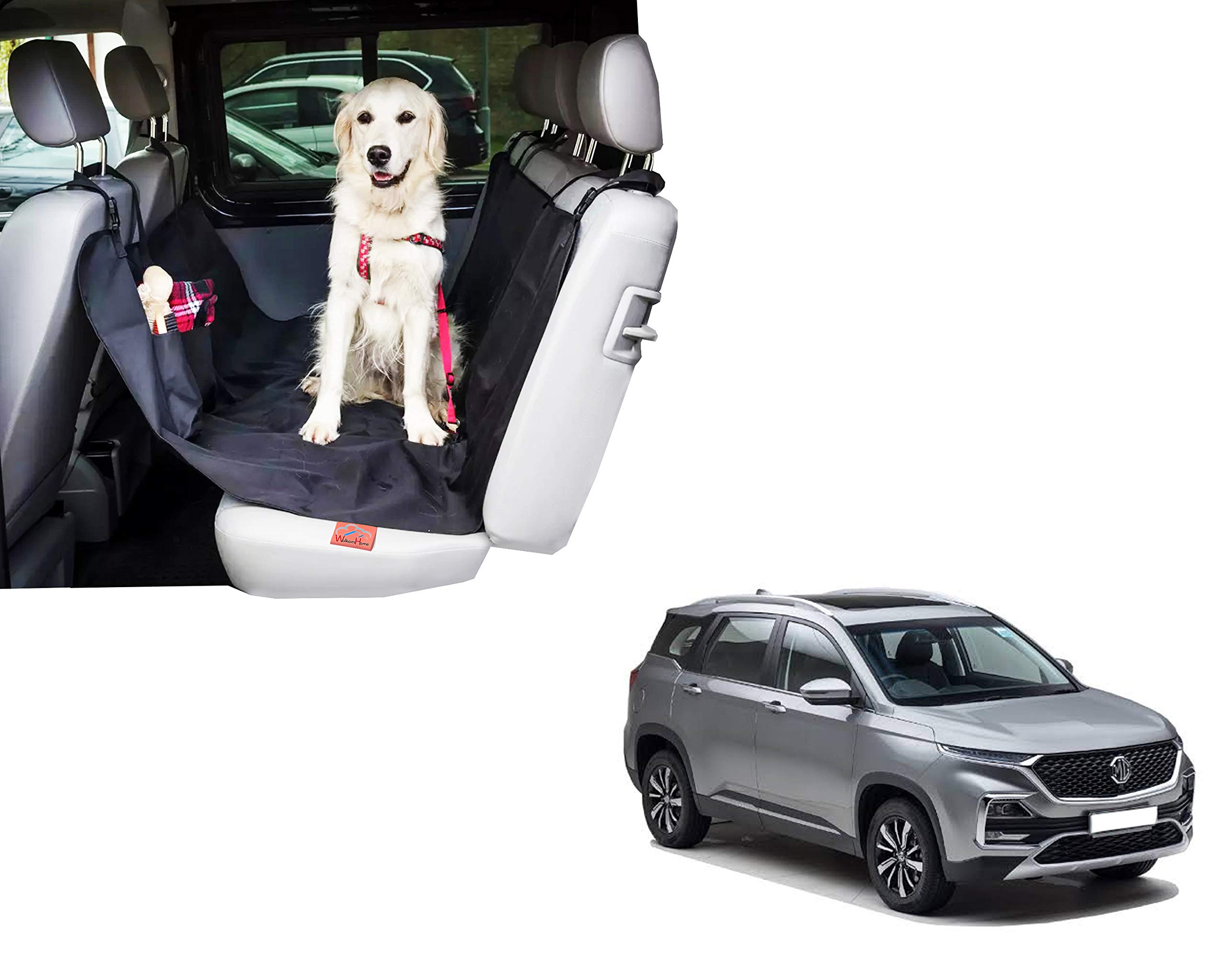 WolkomHome Waterproof Car Hammock Rear Seat Cover for Pets - 55 x 59 Inches, Black with Two Pockets for MG Hector (B08H5RMWF1) Amazon Price History, Amazon Price Tracker