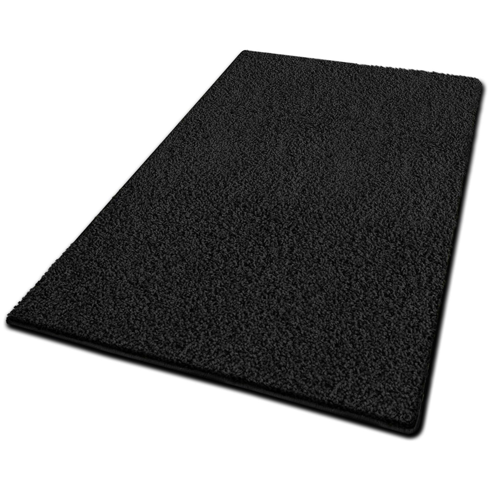 casa pura - Tapis Shaggy - Tapis à Poils Longs - Tapis Doux et épais - Qualité Allemande - Tapis Moelleux pour Salon et Chambre - Barcelona (Noir, 200 x 200 cm)