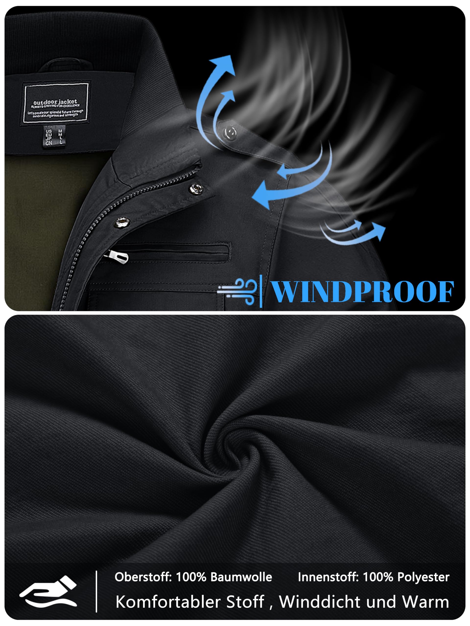 MAGCOMSEN Giacca da Uomo Antipioggia Primavera Autunno Bomber Aviatore Leggero Giubbotto