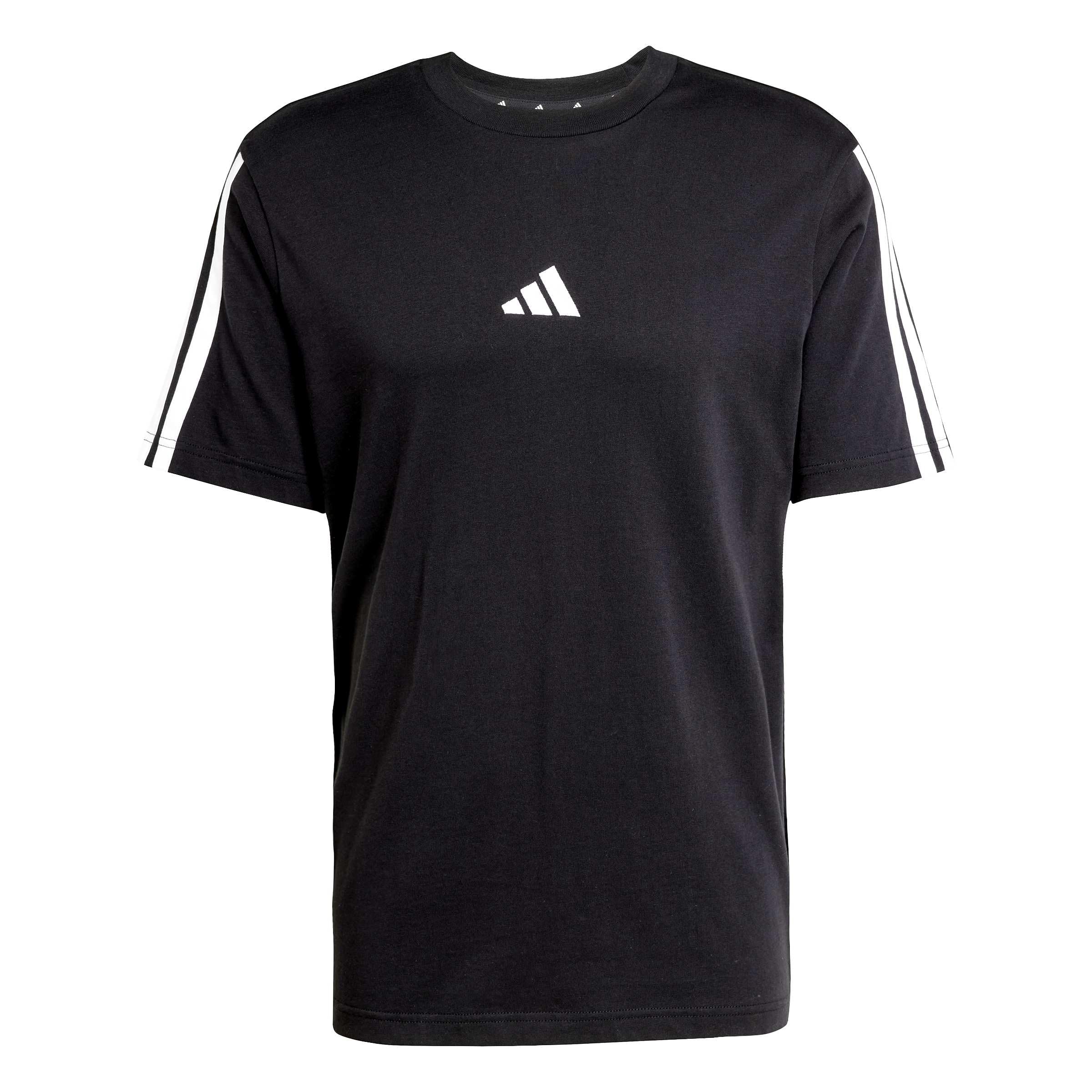 adidas Men's Essentials Three Stripes Single Jersey Shirt, Black/White, XXL