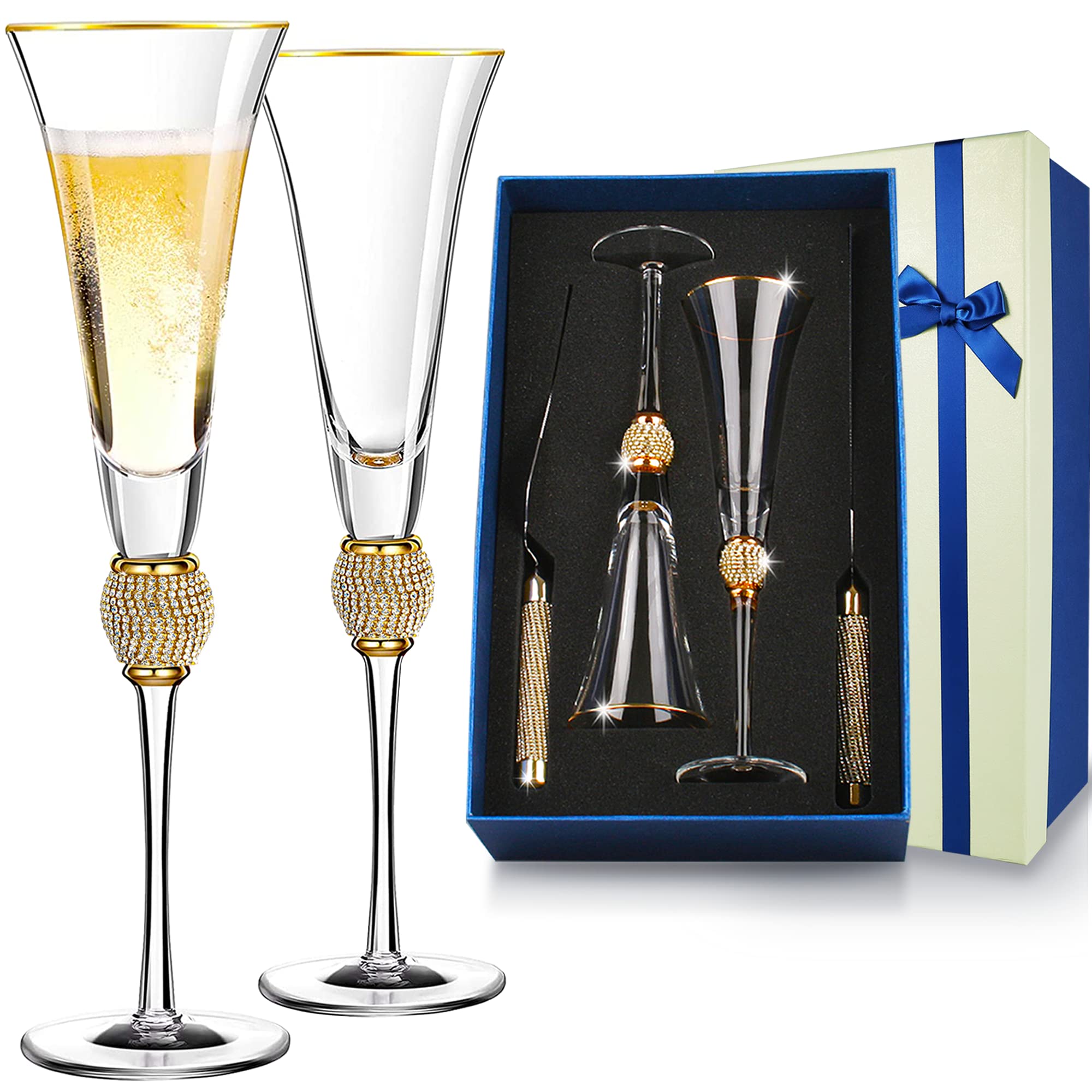 Buy Wedding Champagne Flutes, Wedding Cake and Server Set, Wedding