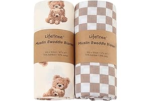 LifeTree Muslin Swaddle Blankets Neutral - Soft, Breathable, Unisex Baby Swaddles