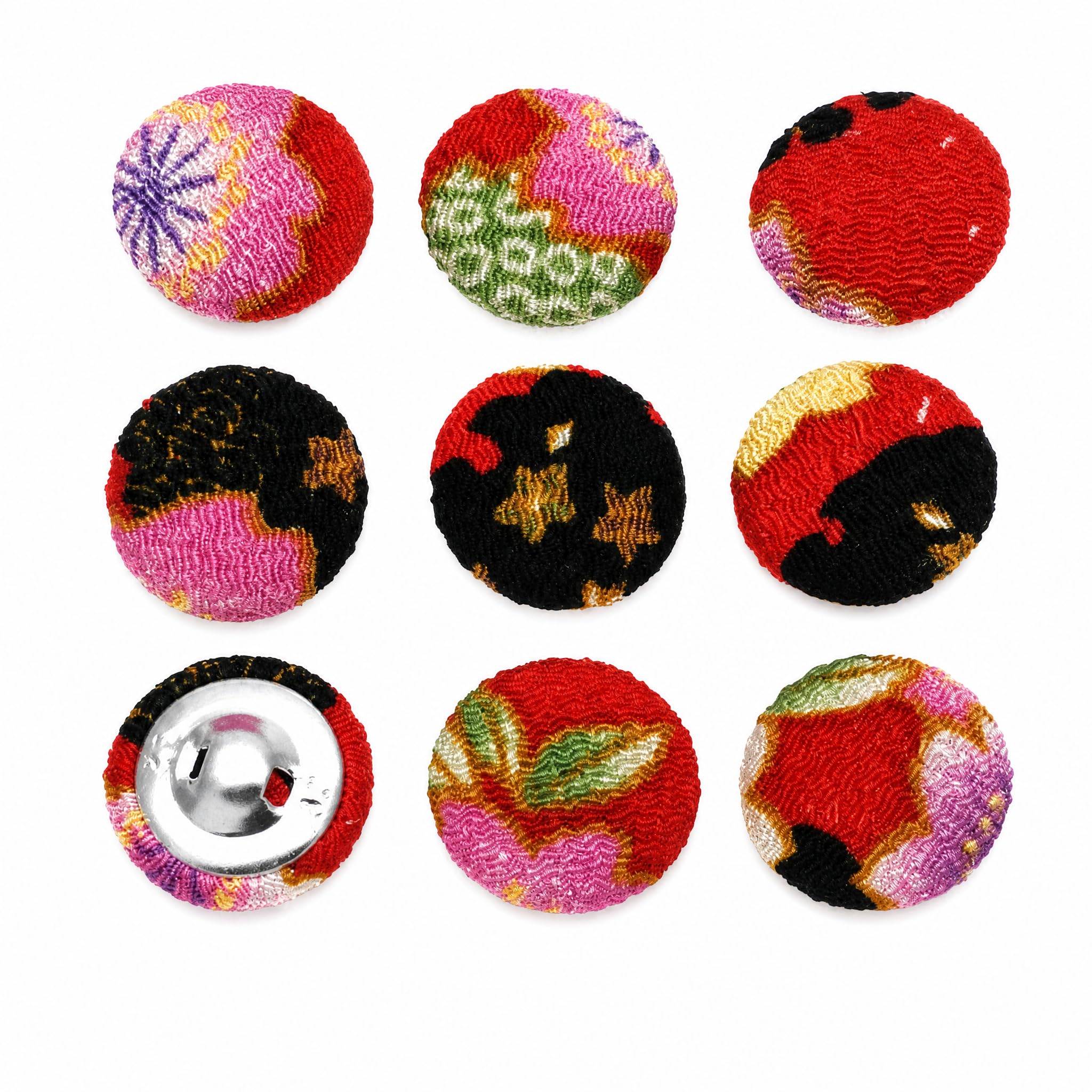 WDZDS Red Floral Fabric Covered Buttons with Metal Shank – Perfect for Sewing, Crafting, DIY Projects, and Scrapbooking