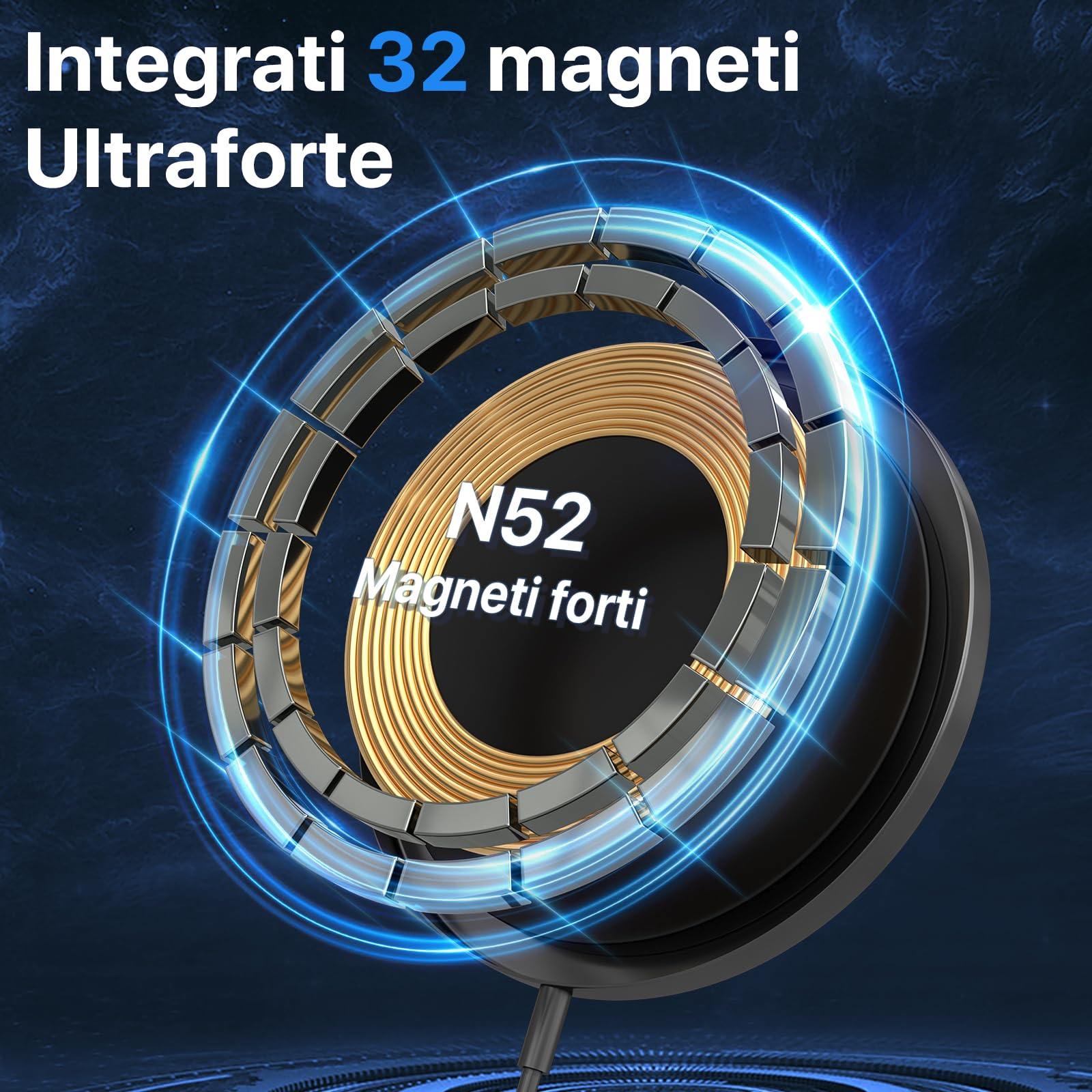 Caricatore Mag safe, 15W Caricatore Wireless Magnetico,Caricatore Senza Fili Portatile Rapida Magnetico Caricabatterie compatibile iPhone 16/15/14/13/12 e Airpods 2/3/Pro/Pro2 (Nero)