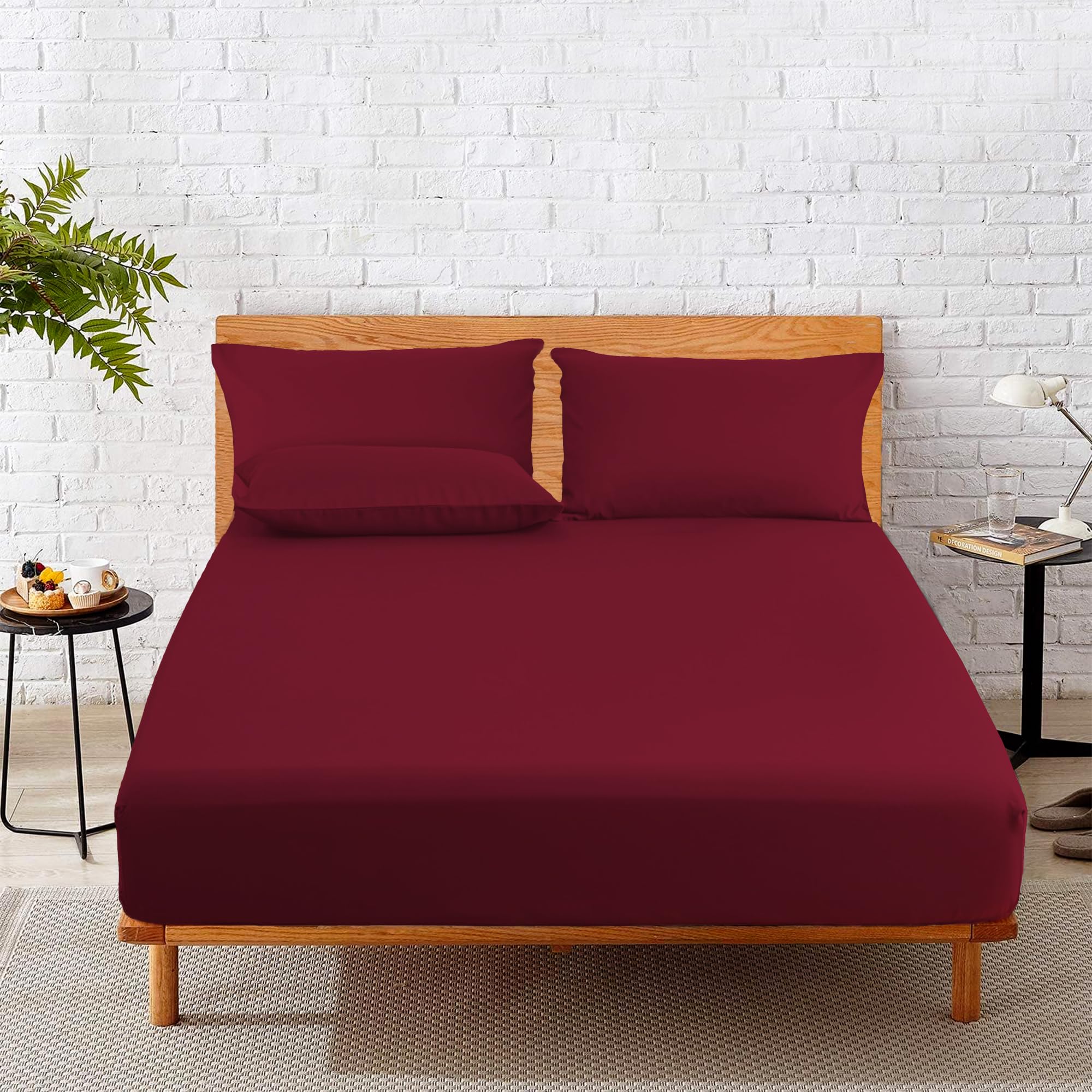 HOME SWEET HOME UK 25cm Deep Single Bed Sheets Fitted 100% Poly Cotton Fitted Sheet Single Bed Machine Washable Fitted Sheets Fade Resistant Fitted Bed Sheets