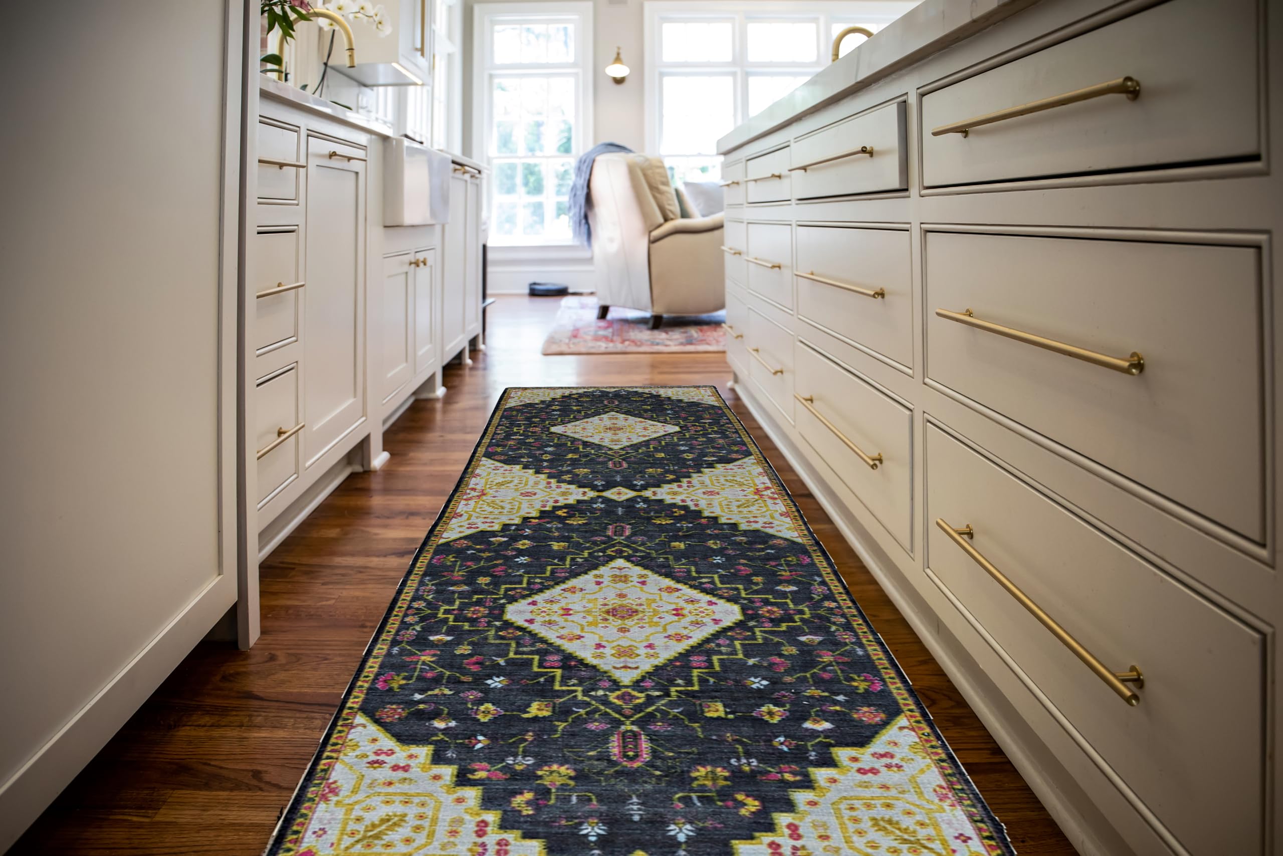 Tapis de Couloir Oushak Linon Harlow Larson Anti-Bruit et Moelleux 3m