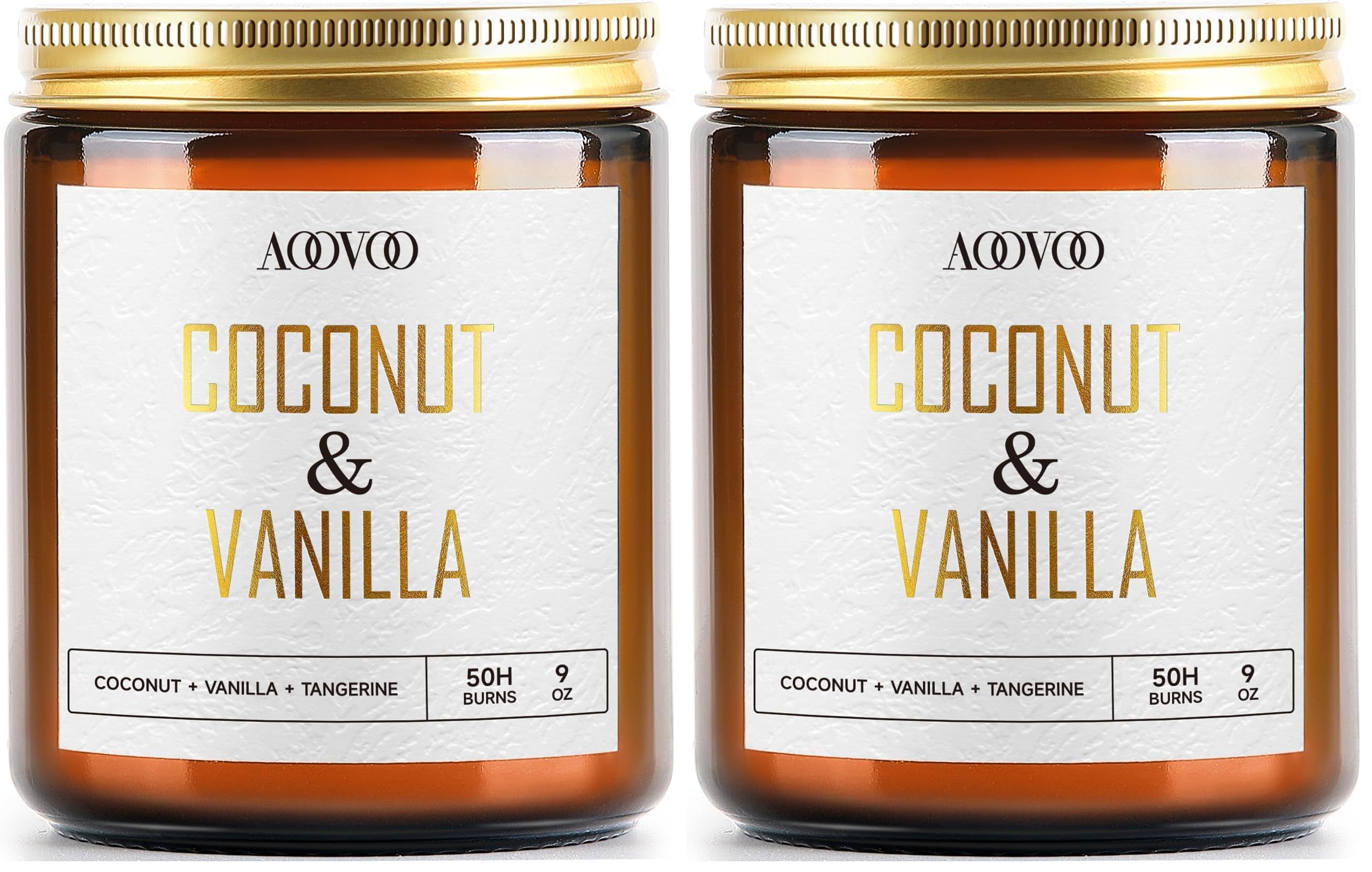 AOOVOO Coconut Vanilla Candles - 9 oz Scented Candles, Aromatherapy Candle, Soy Candle for Home Scented (Pack of 2)