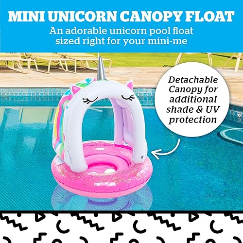 Vista 2 de BigMouth Inc Lil' Flotador de agua con protección solar superior, flotadores de piscina cubiertos para bebés, bebés y niños de 1 a 3 años nadadores
